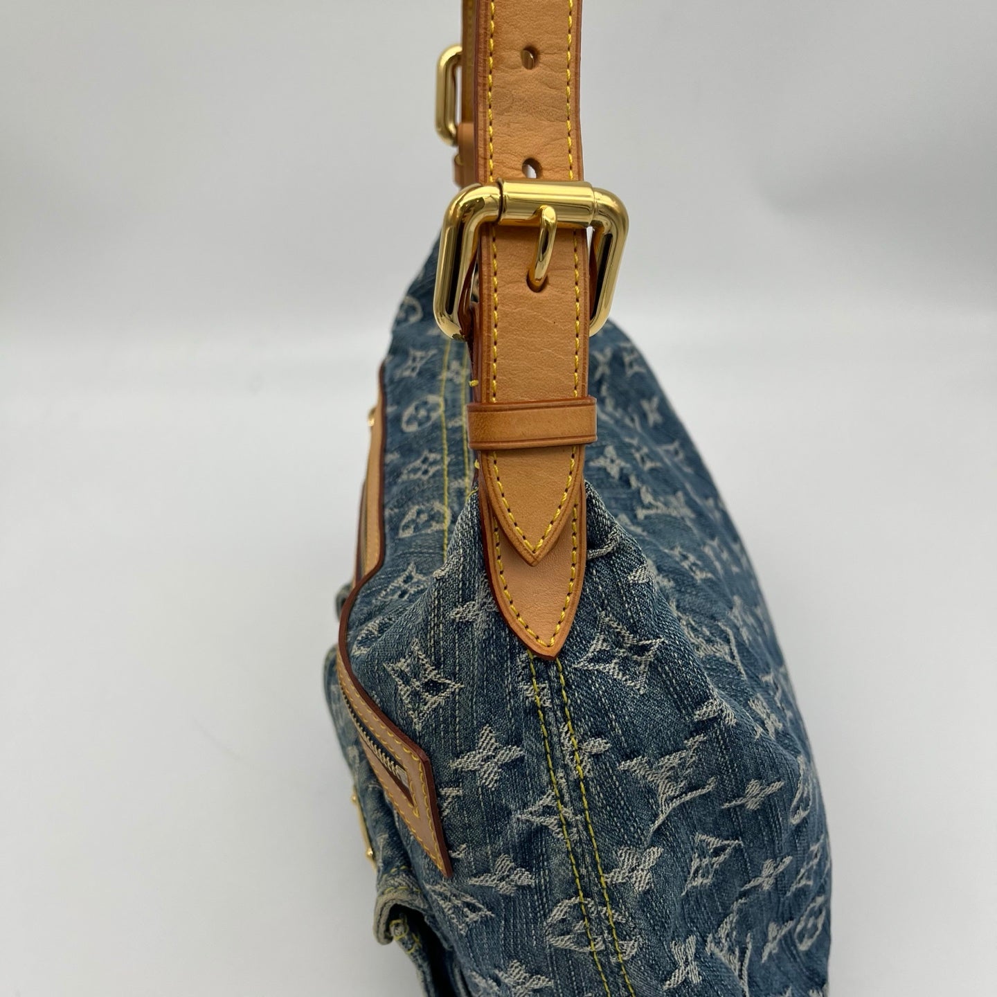 Louis Vuitton Blue Denim Manhattan Shoulder Bag [Used]