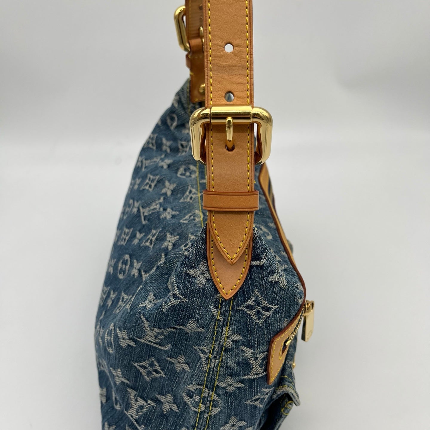 Louis Vuitton Blue Denim Manhattan Shoulder Bag [Used]