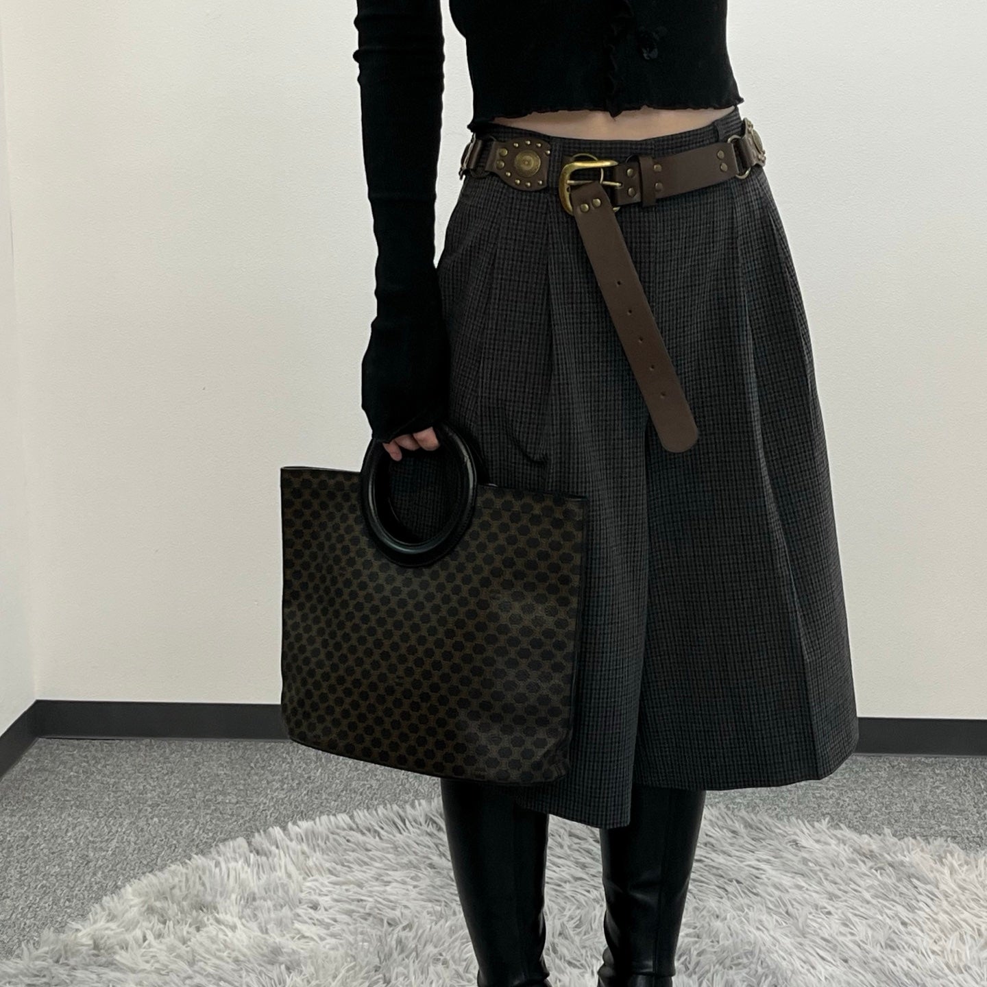 Celine Black Macadam Monogram Ring Handle Tote Bag [Used]