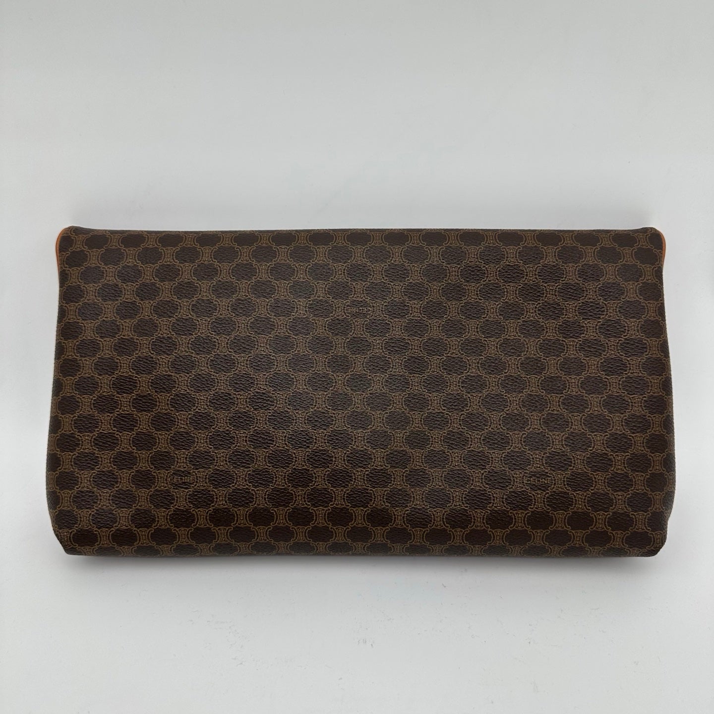 Celine Brown Macadam Monogram Leather Flap Clutch Bag [Used]