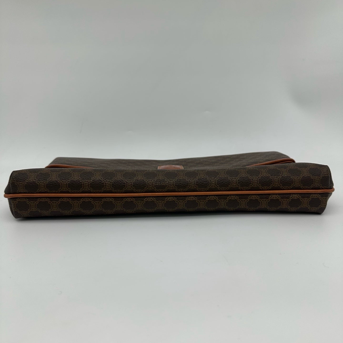 Celine Brown Macadam Monogram Leather Flap Clutch Bag [Used]