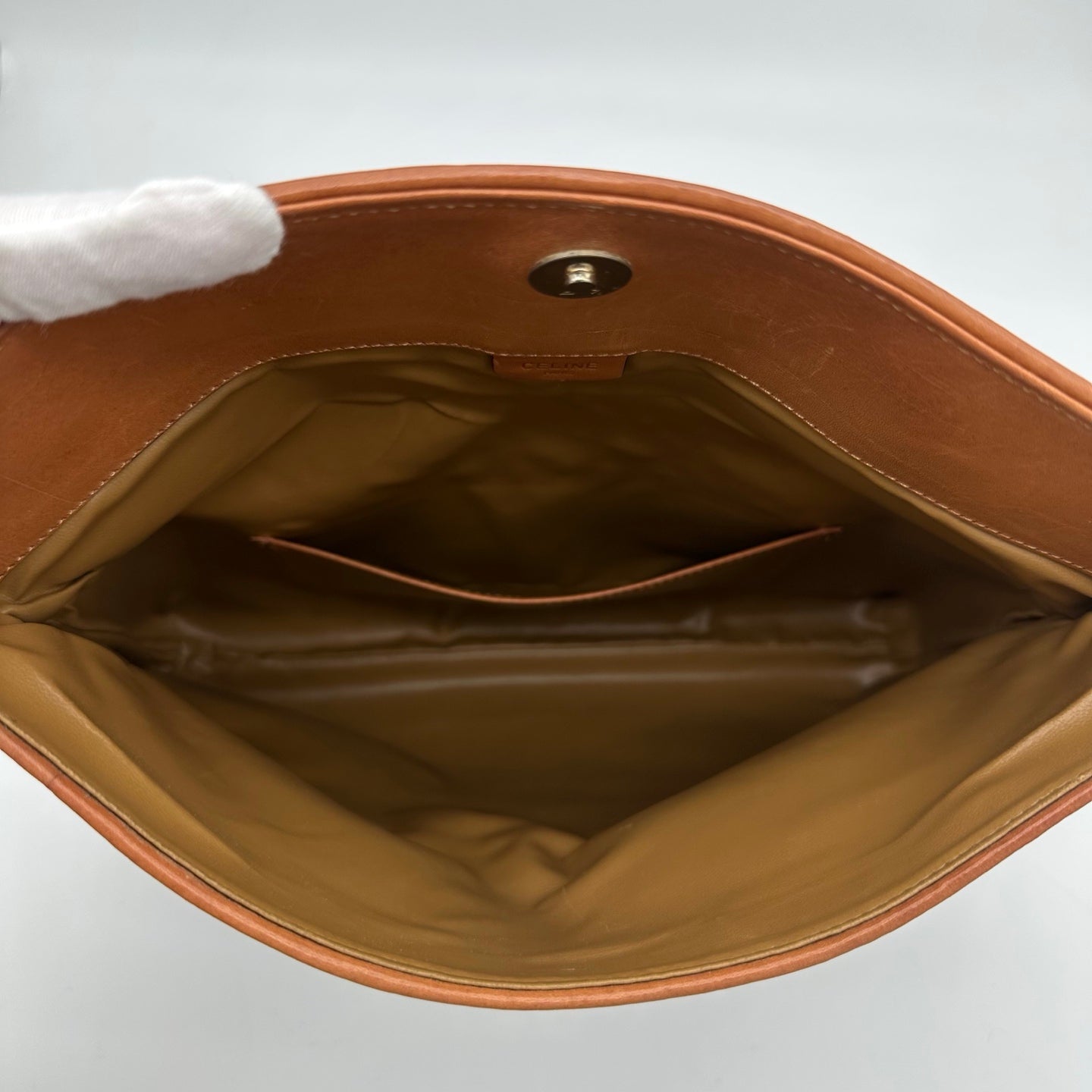 Celine Brown Macadam Monogram Leather Flap Clutch Bag [Used]