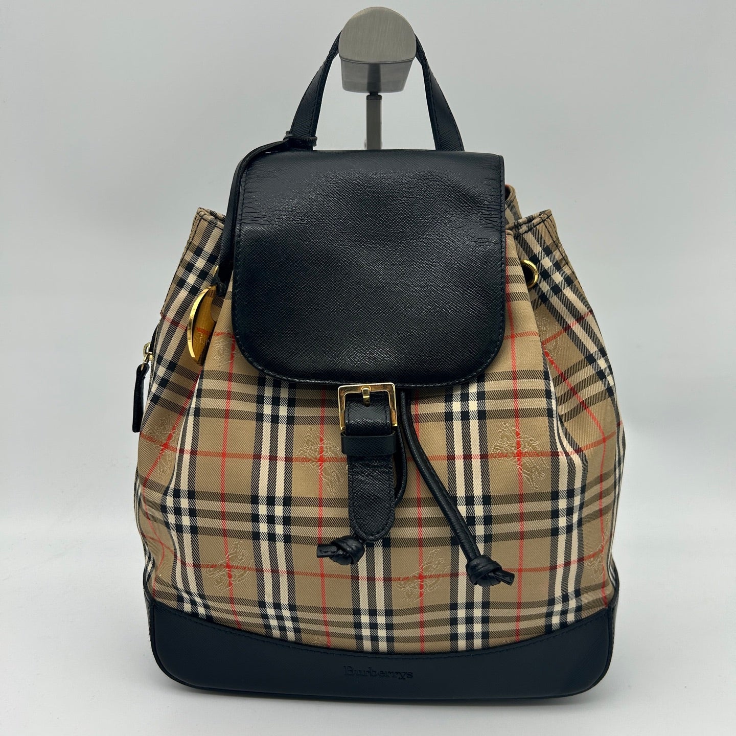 Burberry Haymarket Classic Check Flap Drawstring Backpack [Used]