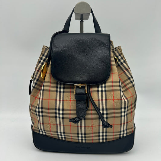 Burberry Haymarket Classic Check Flap Drawstring Backpack [Used]