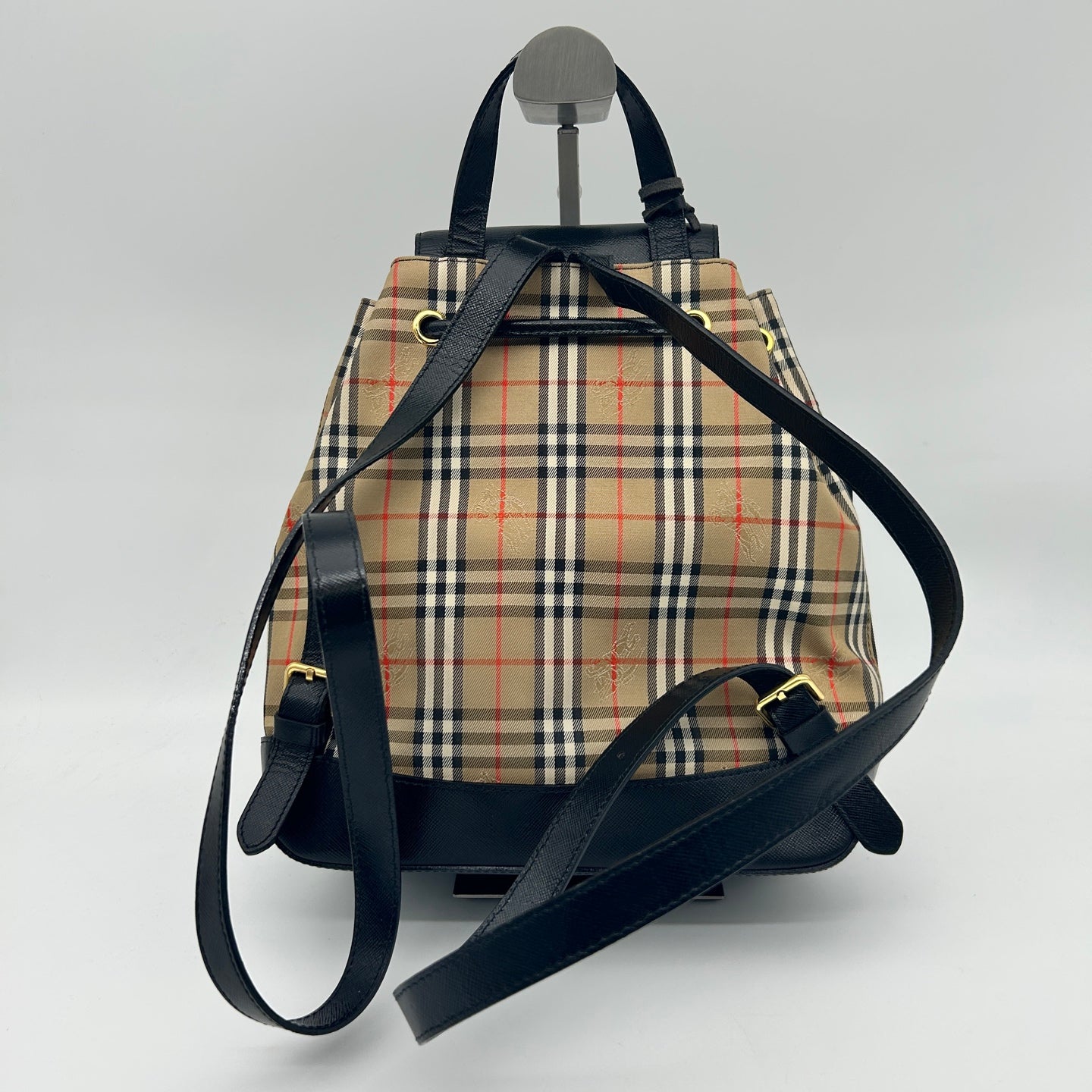 Burberry Haymarket Classic Check Flap Drawstring Backpack [Used]