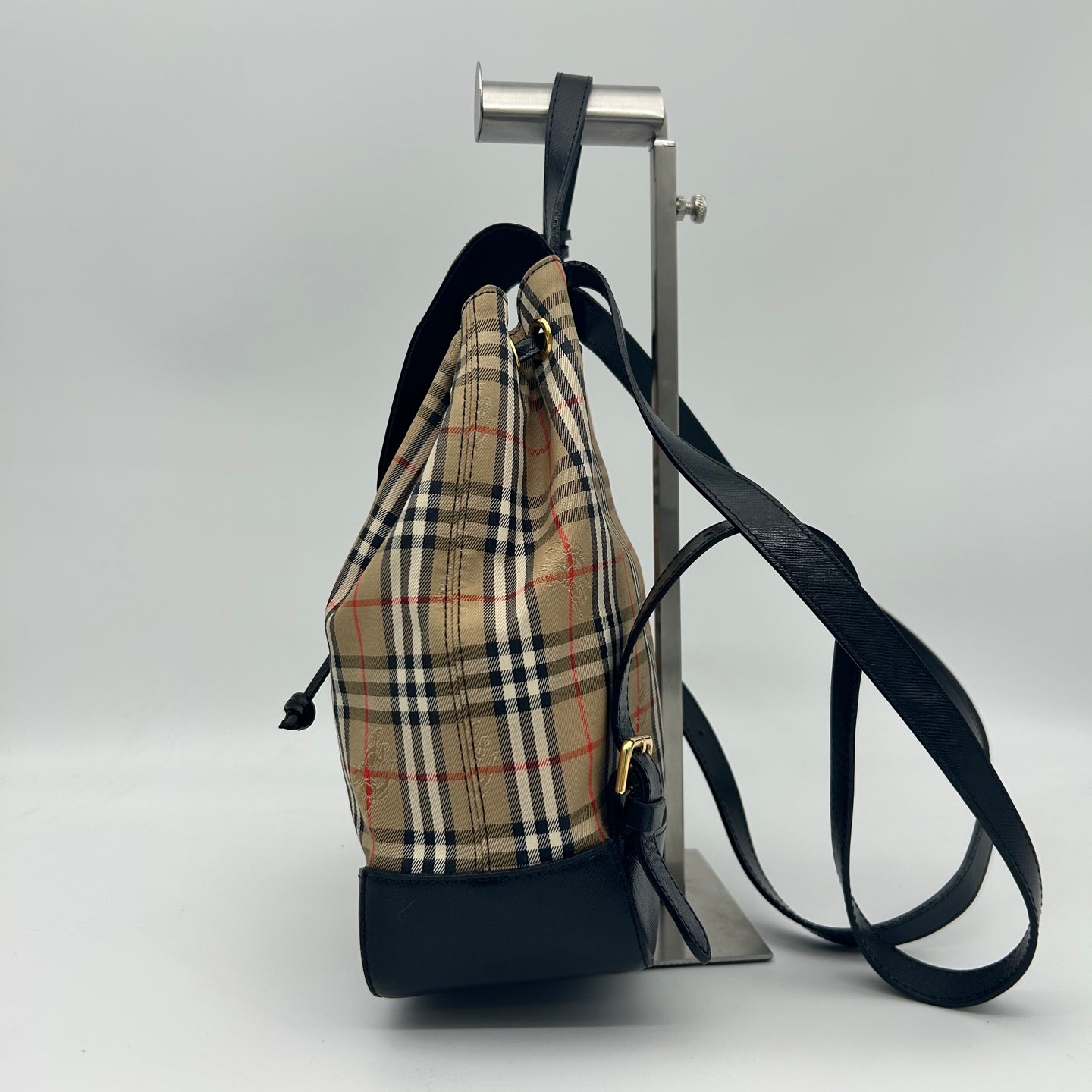 Burberry Haymarket Classic Check Flap Drawstring Backpack [Used]