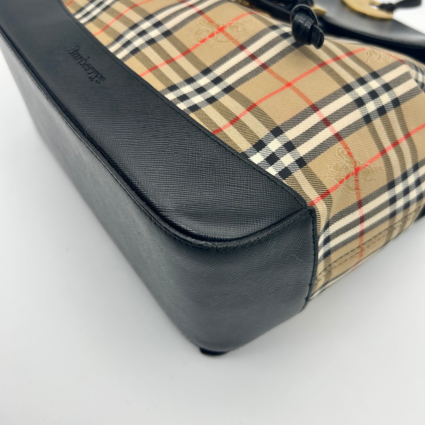 Burberry Haymarket Classic Check Flap Drawstring Backpack [Used]