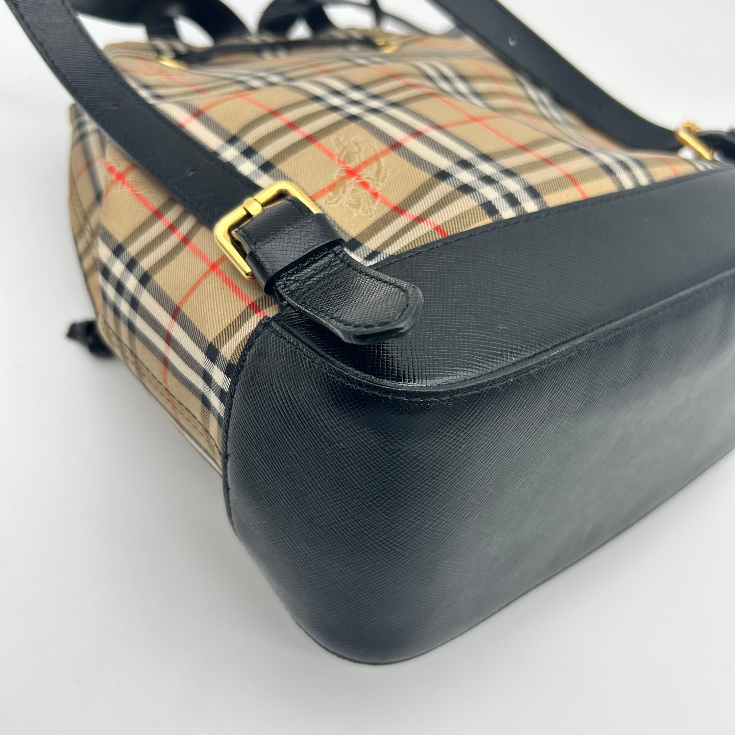 Burberry Haymarket Classic Check Flap Drawstring Backpack [Used]