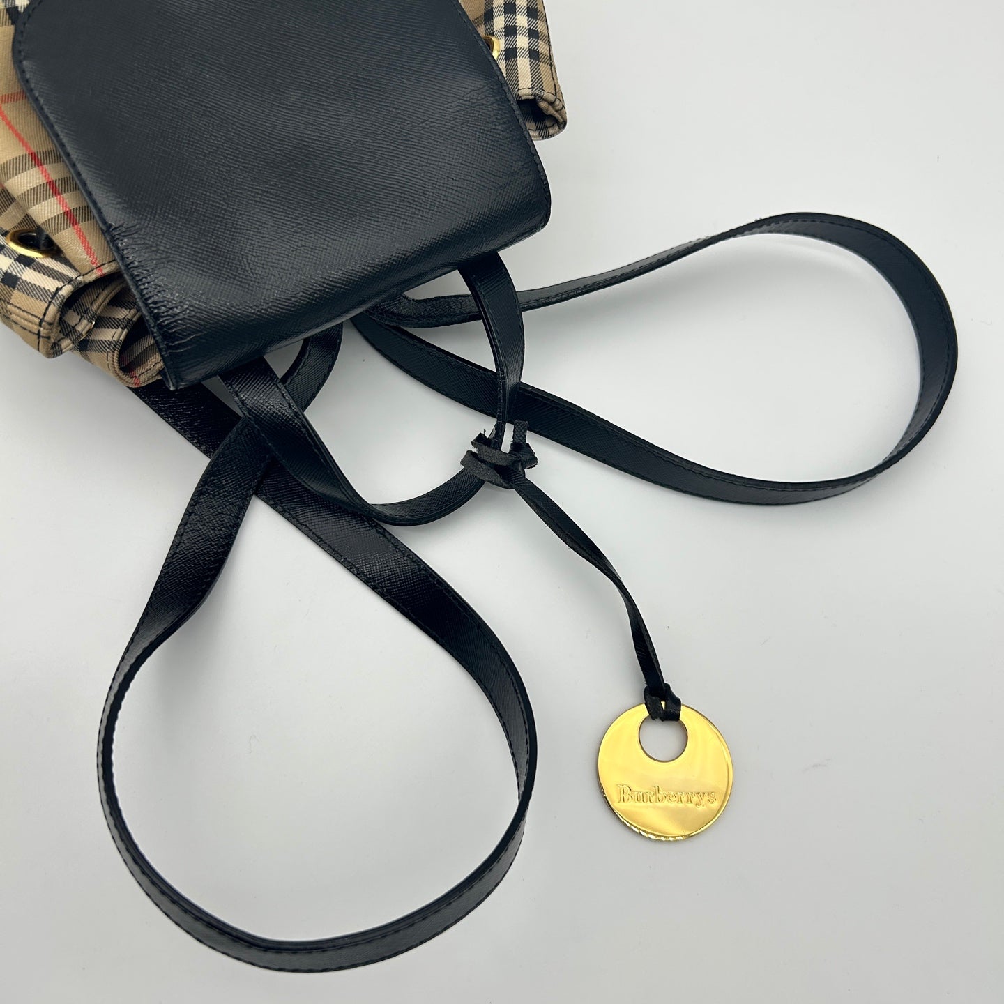 Burberry Haymarket Classic Check Flap Drawstring Backpack [Used]