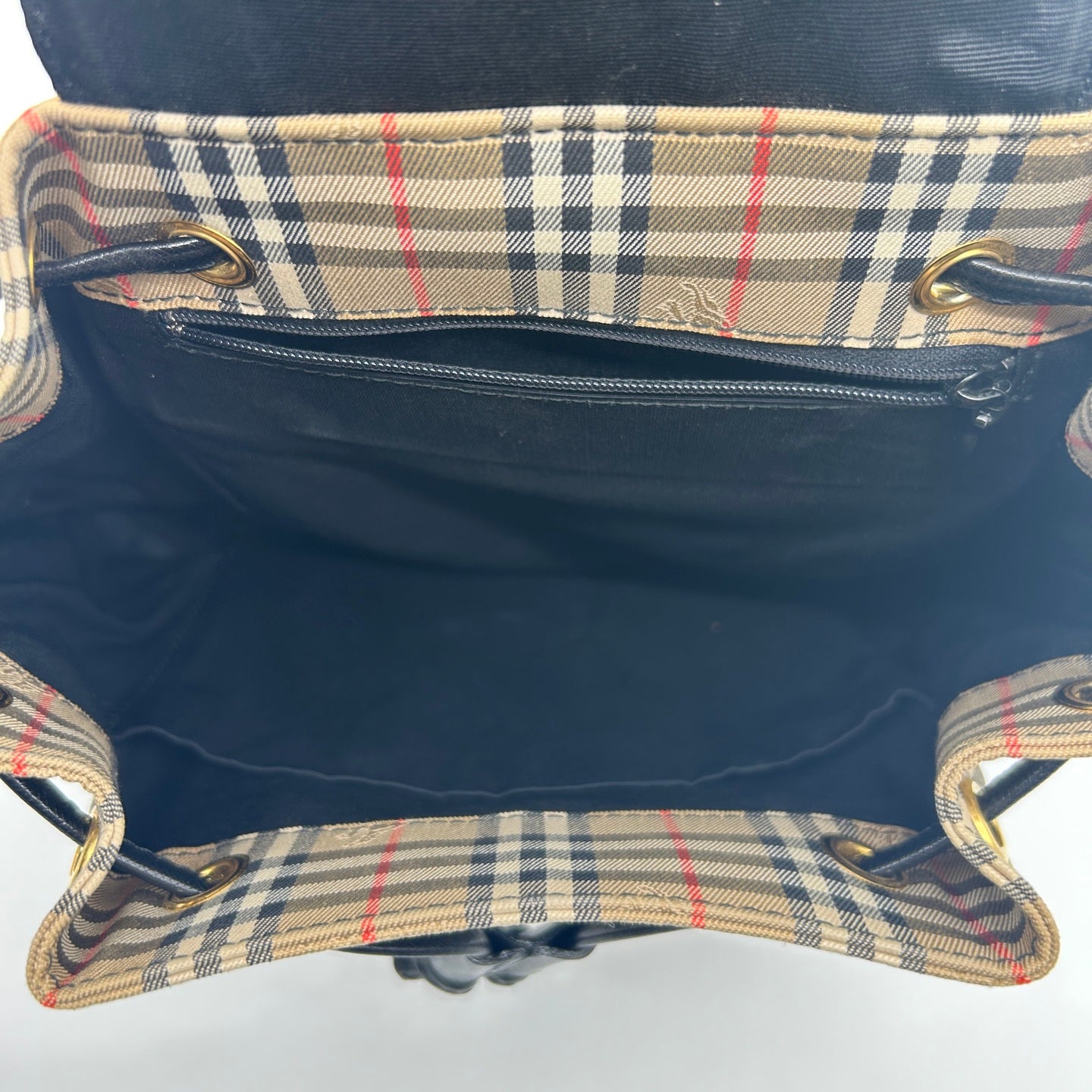 Burberry Haymarket Classic Check Flap Drawstring Backpack [Used]