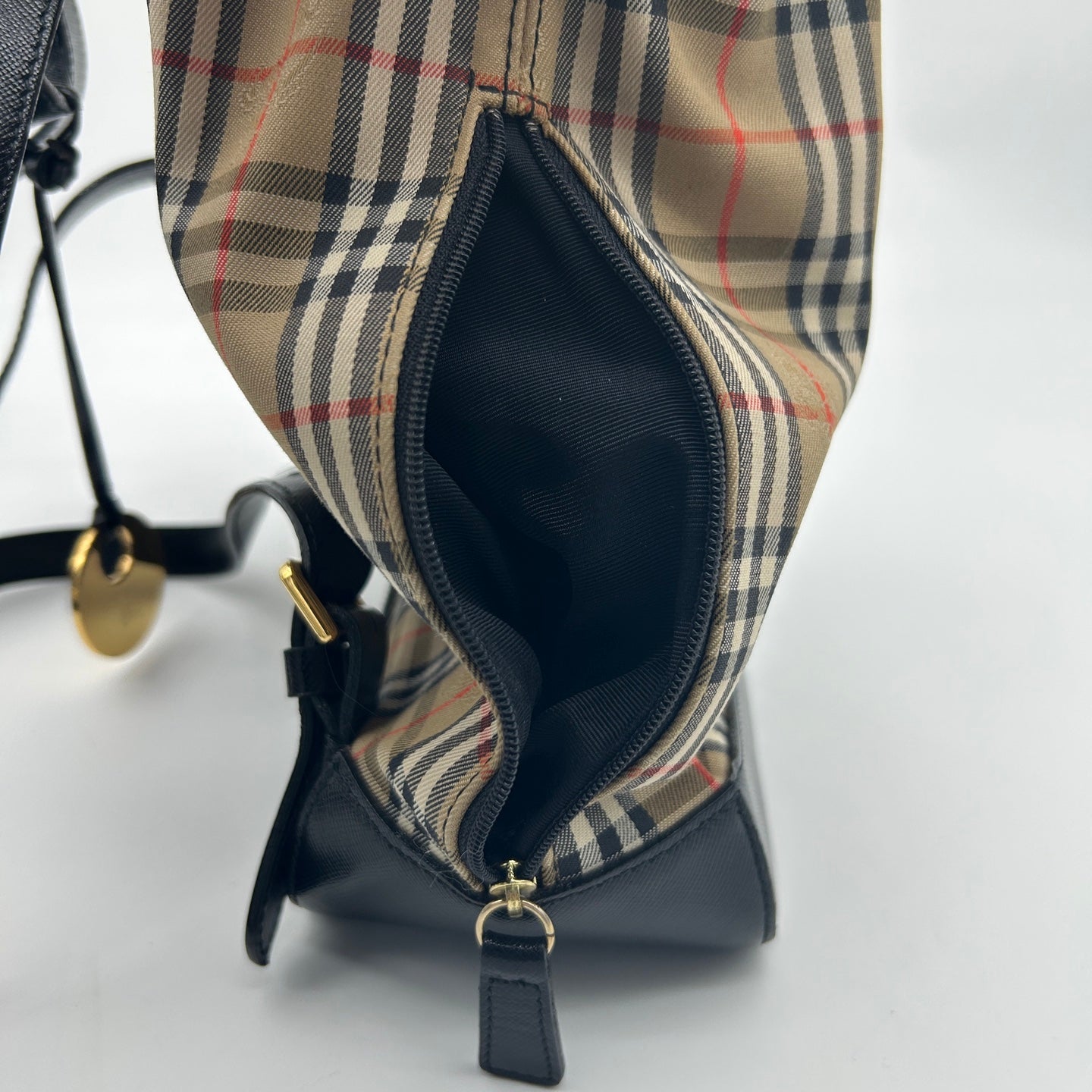 Burberry Haymarket Classic Check Flap Drawstring Backpack [Used]