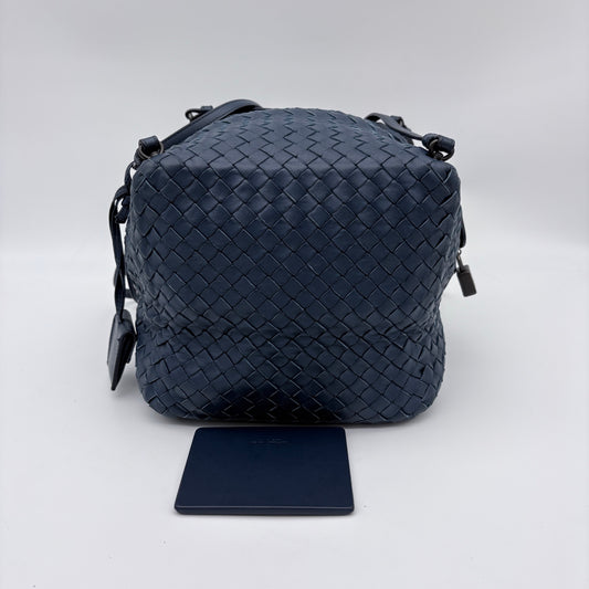 Bottega Veneta Dark Blue Intrecciato Cube Messenger Bag [Used]