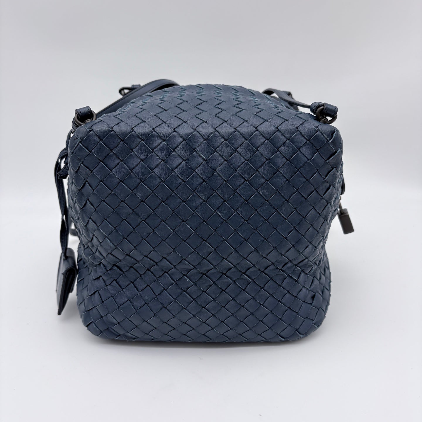 Bottega Veneta Dark Blue Intrecciato Cube Messenger Bag [Used]
