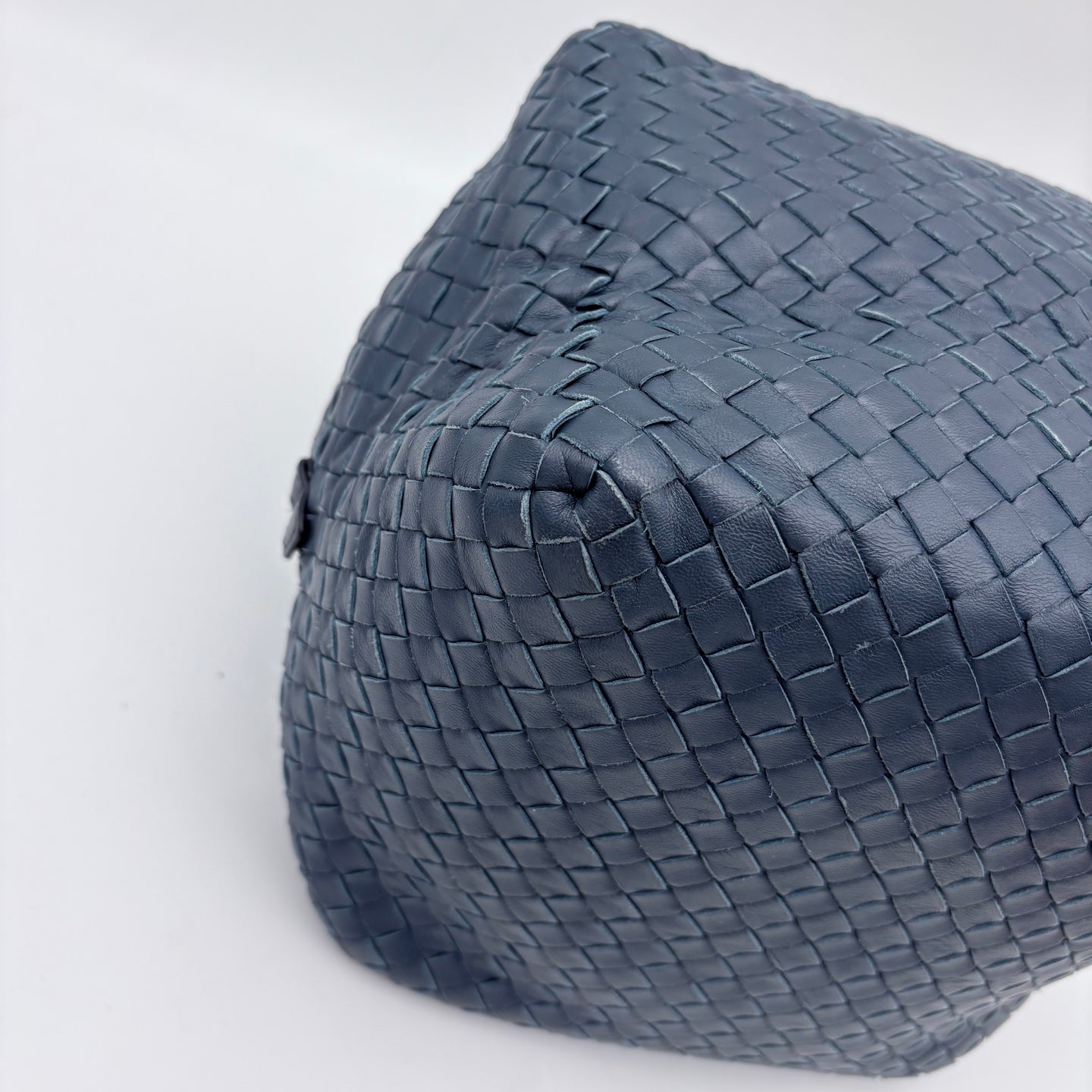 Bottega Veneta Dark Blue Intrecciato Cube Messenger Bag [Used]