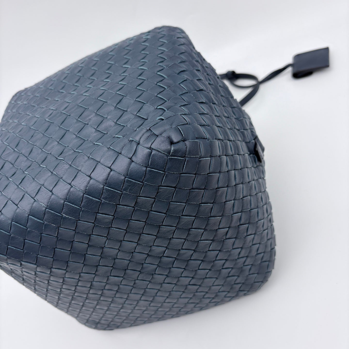 Bottega Veneta Dark Blue Intrecciato Cube Messenger Bag [Used]