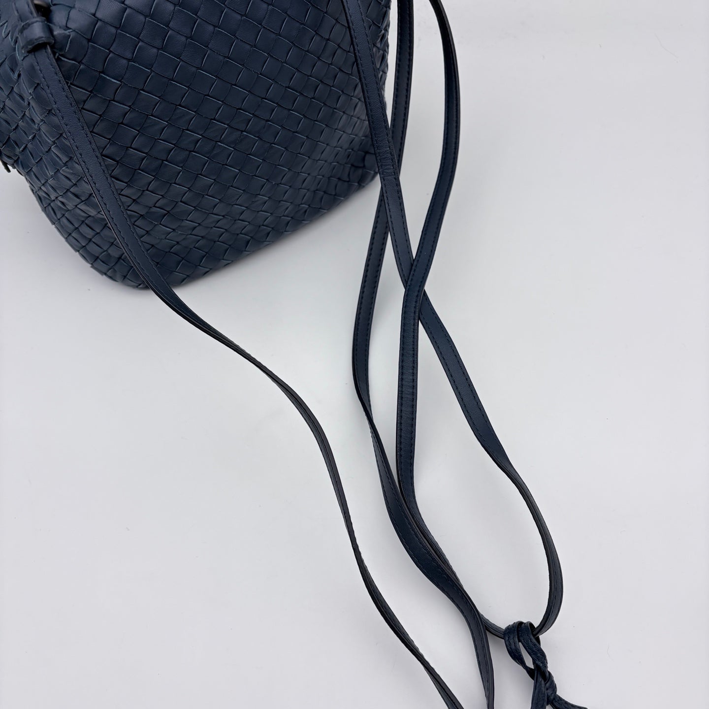 Bottega Veneta Dark Blue Intrecciato Cube Messenger Bag [Used]