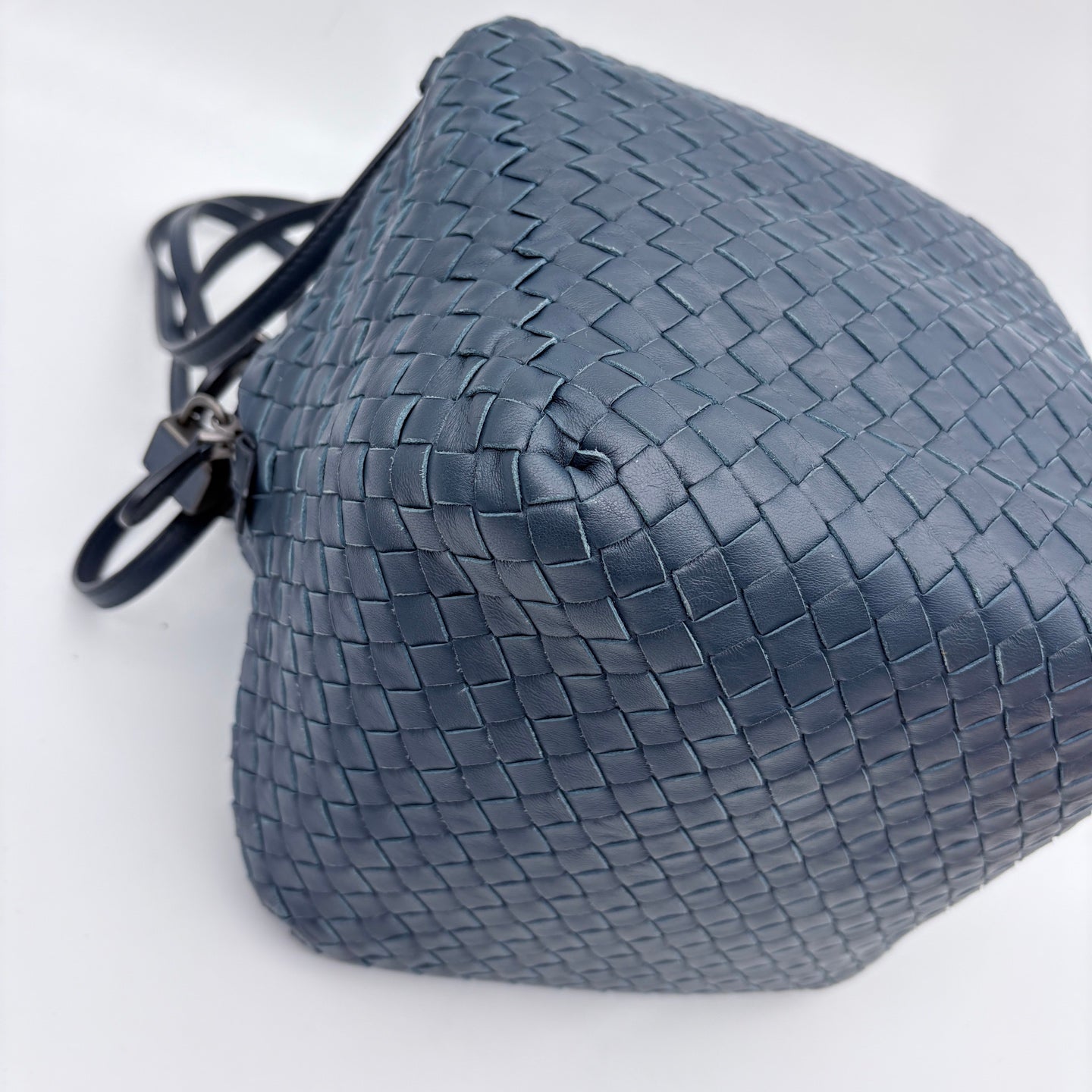 Bottega Veneta Dark Blue Intrecciato Cube Messenger Bag [Used]
