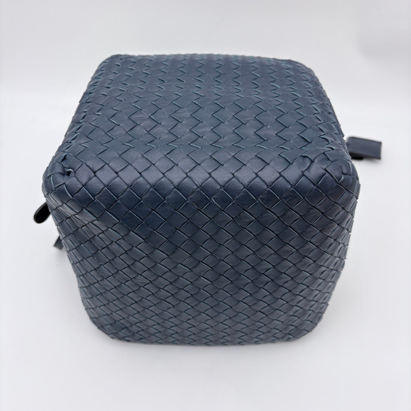 Bottega Veneta Dark Blue Intrecciato Cube Messenger Bag [Used]