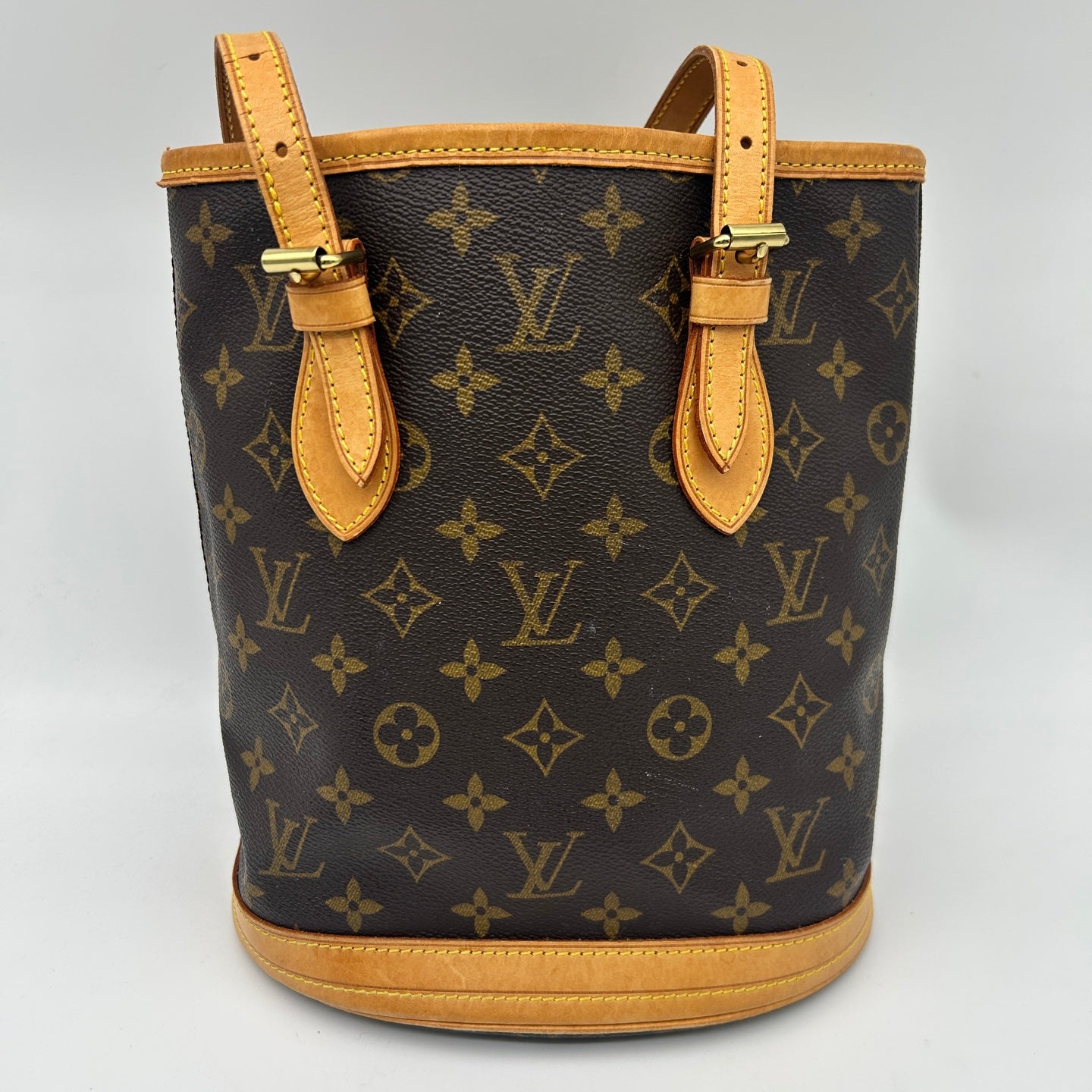 Louis Vuitton Classic Leather Bucket Tote Bag [Used]