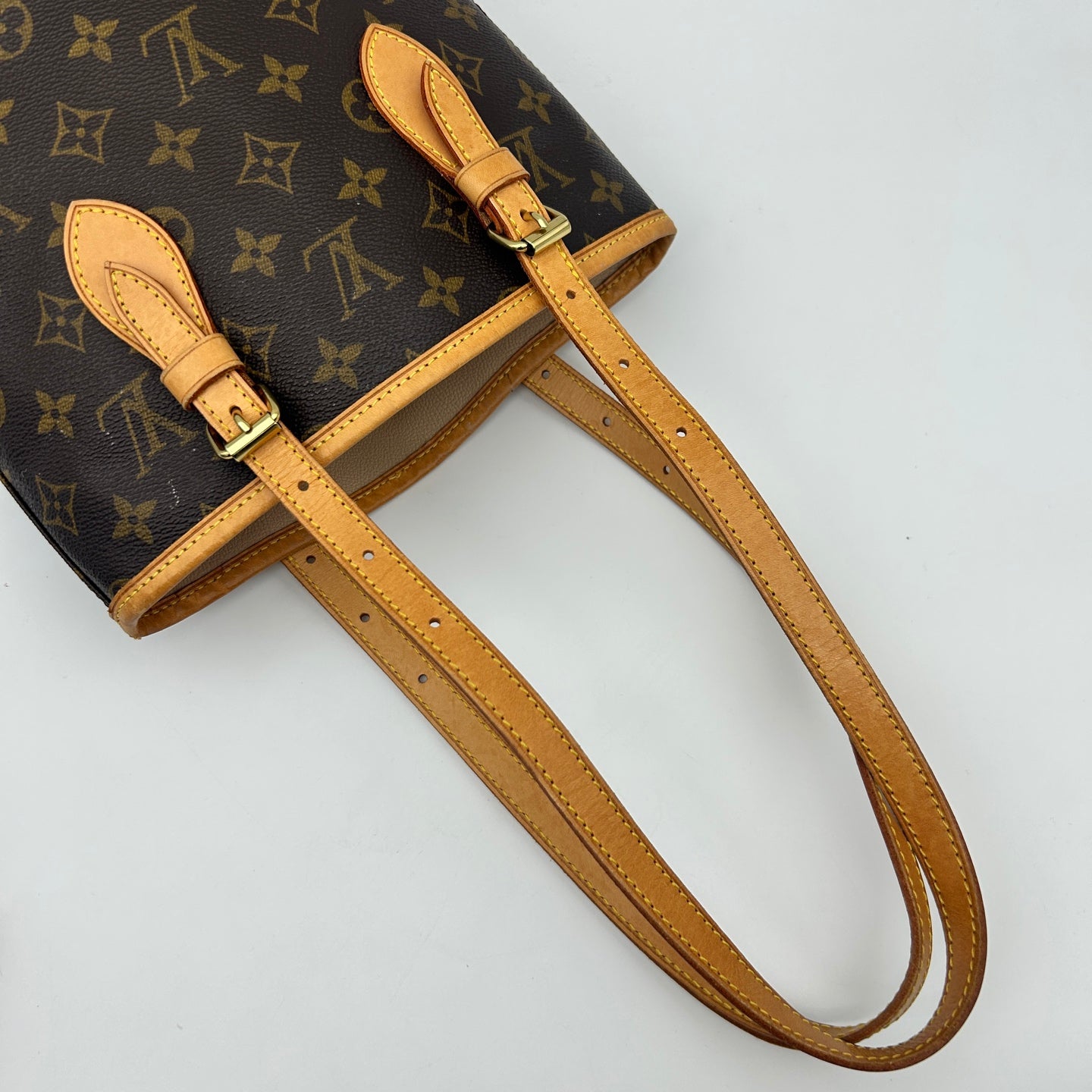 Louis Vuitton Classic Leather Bucket Tote Bag [Used]