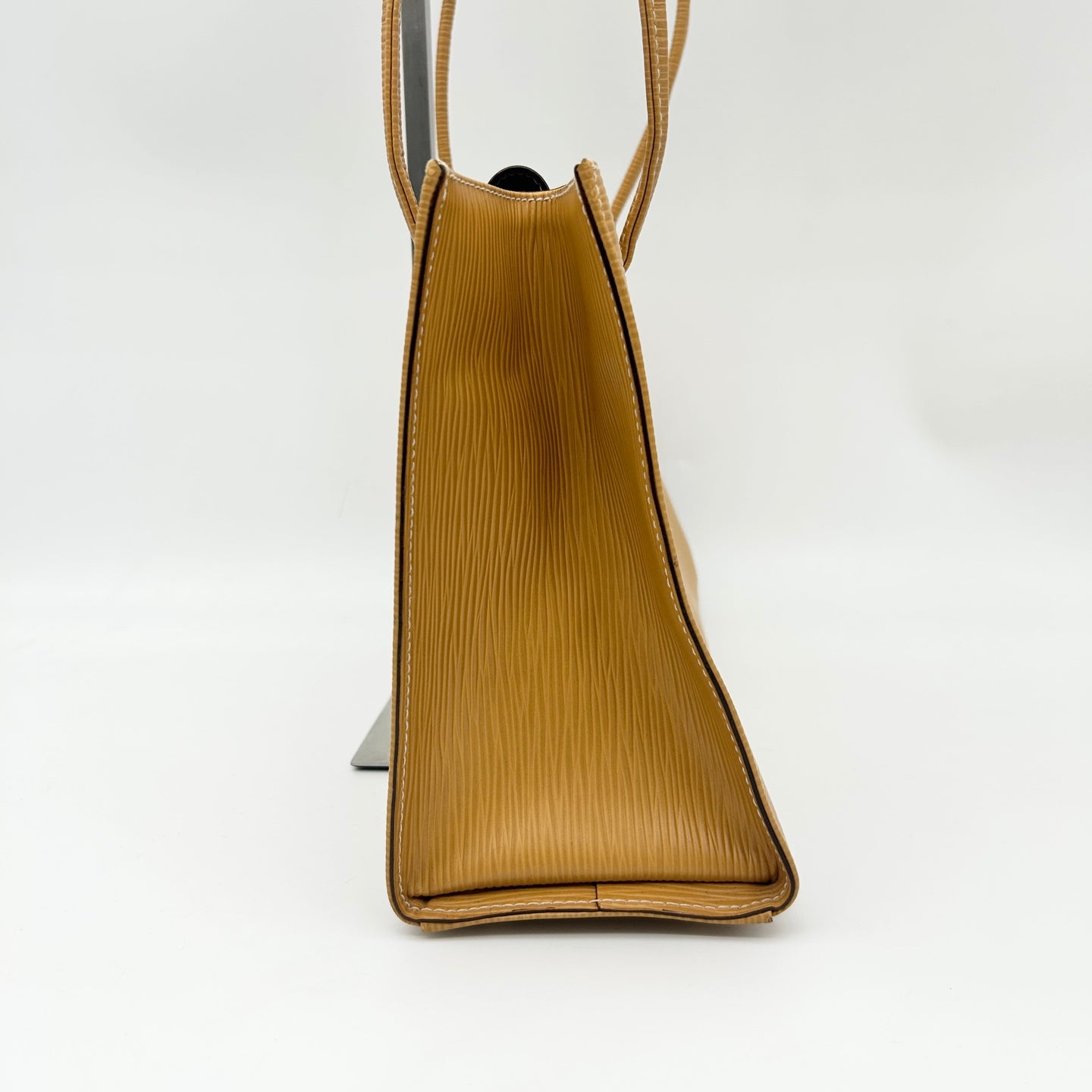 Fendi Yellow Embossed Leather Shoulder Tote Bag [Used]