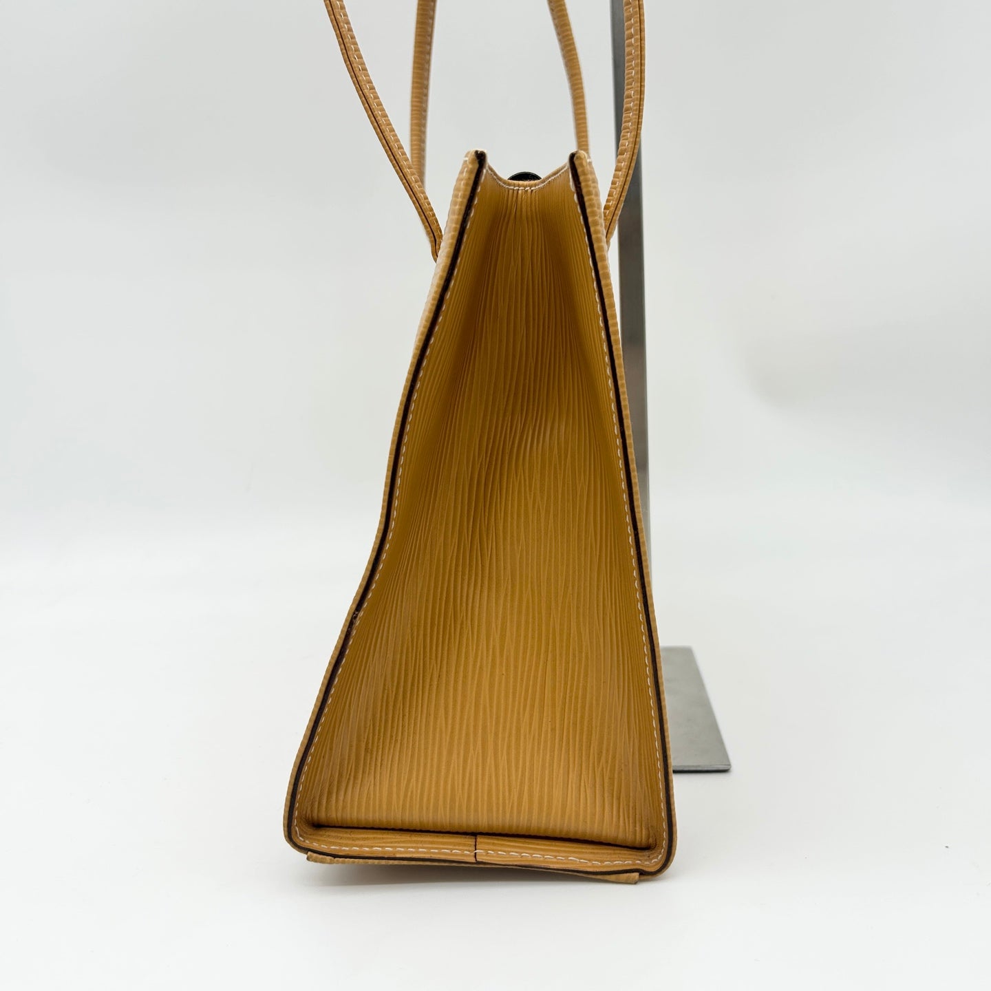 Fendi Yellow Embossed Leather Shoulder Tote Bag [Used]