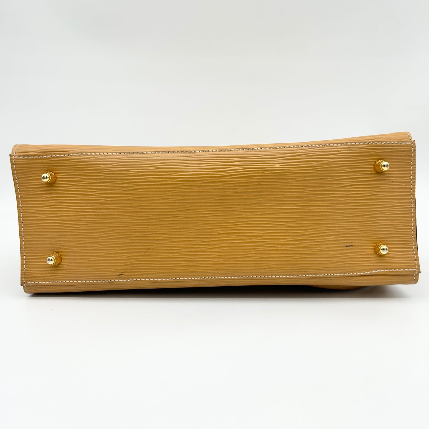 Fendi Yellow Embossed Leather Shoulder Tote Bag [Used]