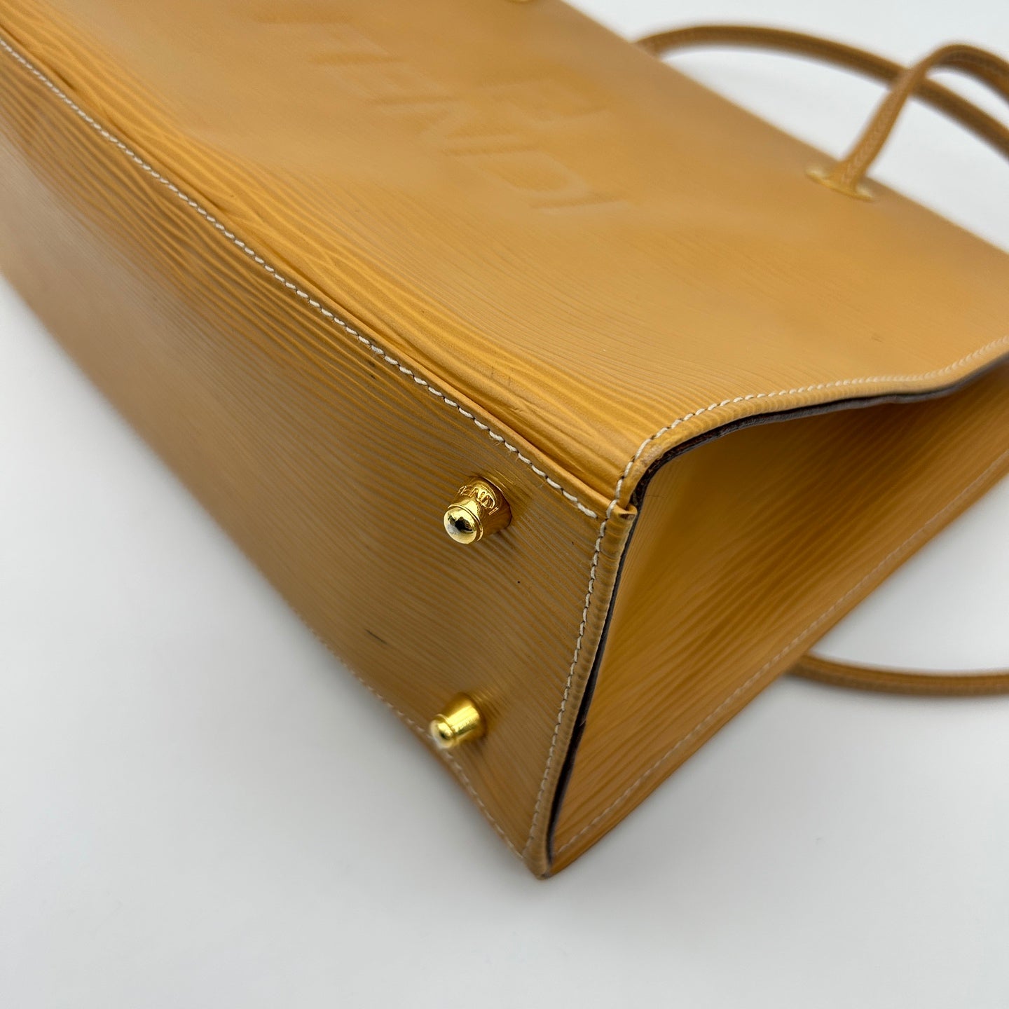 Fendi Yellow Embossed Leather Shoulder Tote Bag [Used]