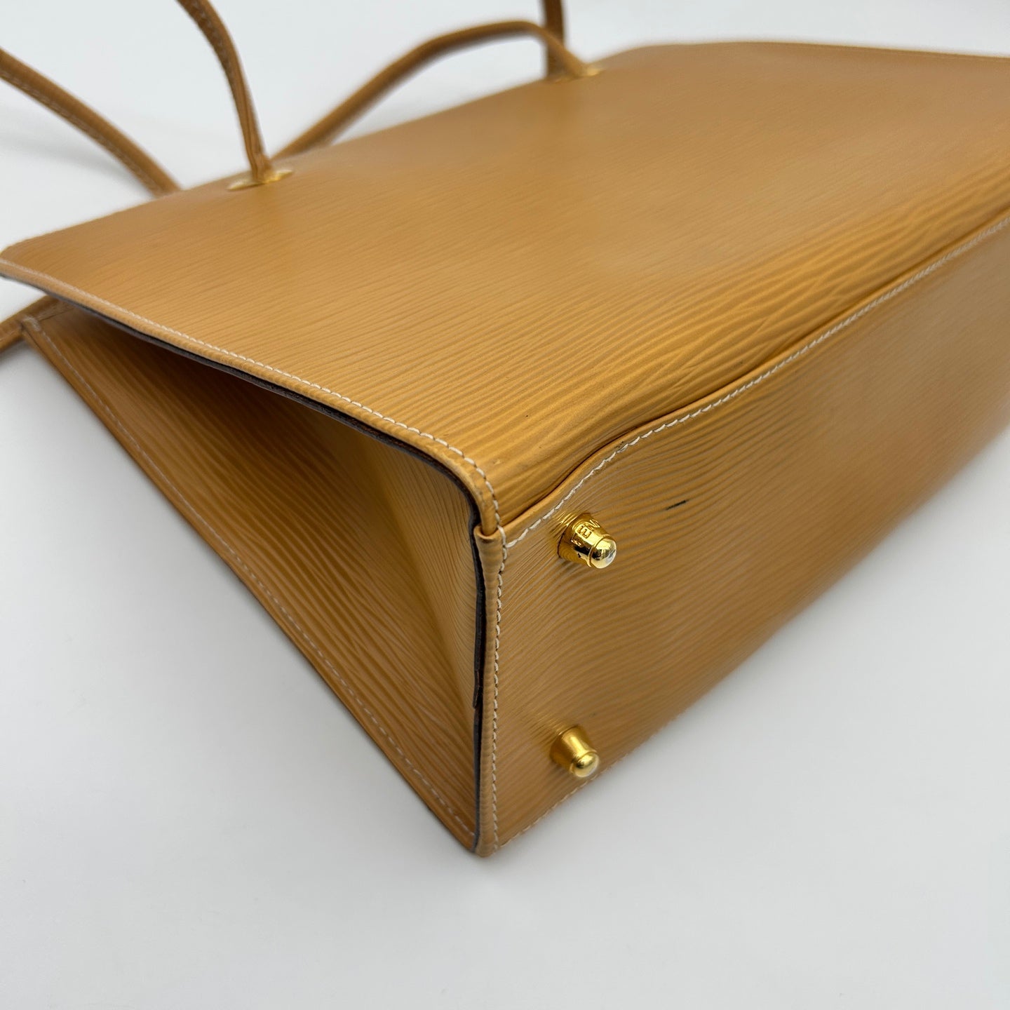 Fendi Yellow Embossed Leather Shoulder Tote Bag [Used]