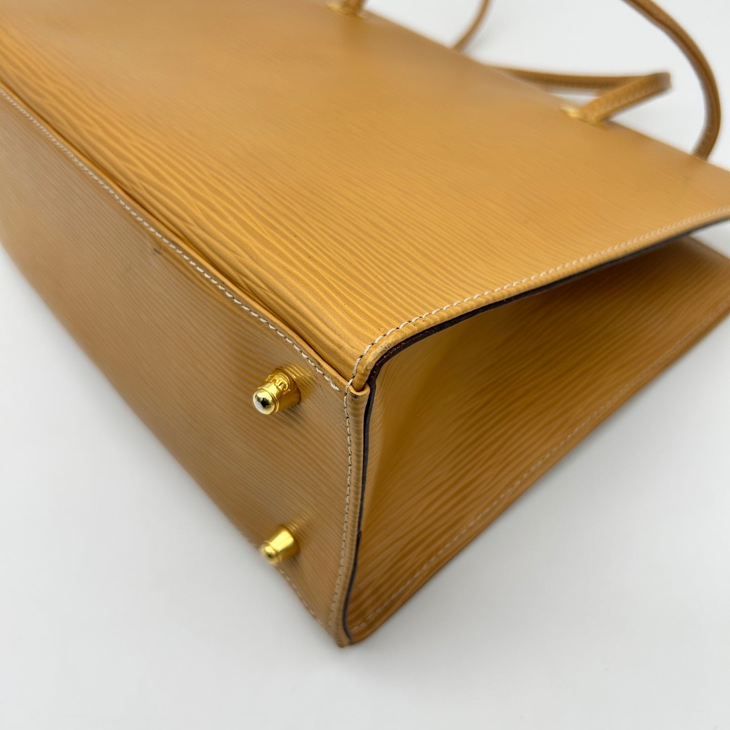 Fendi Yellow Embossed Leather Shoulder Tote Bag [Used]