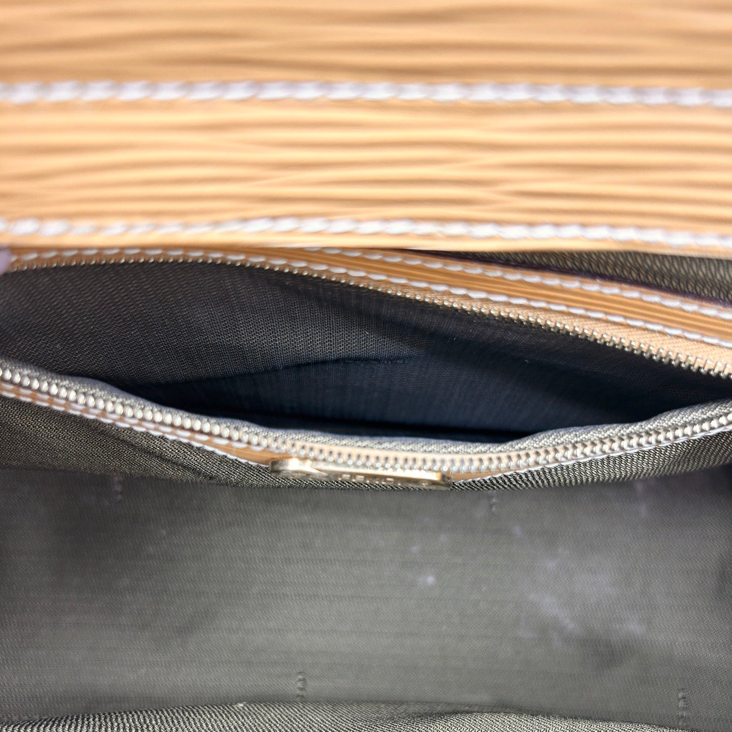 Fendi Yellow Embossed Leather Shoulder Tote Bag [Used]