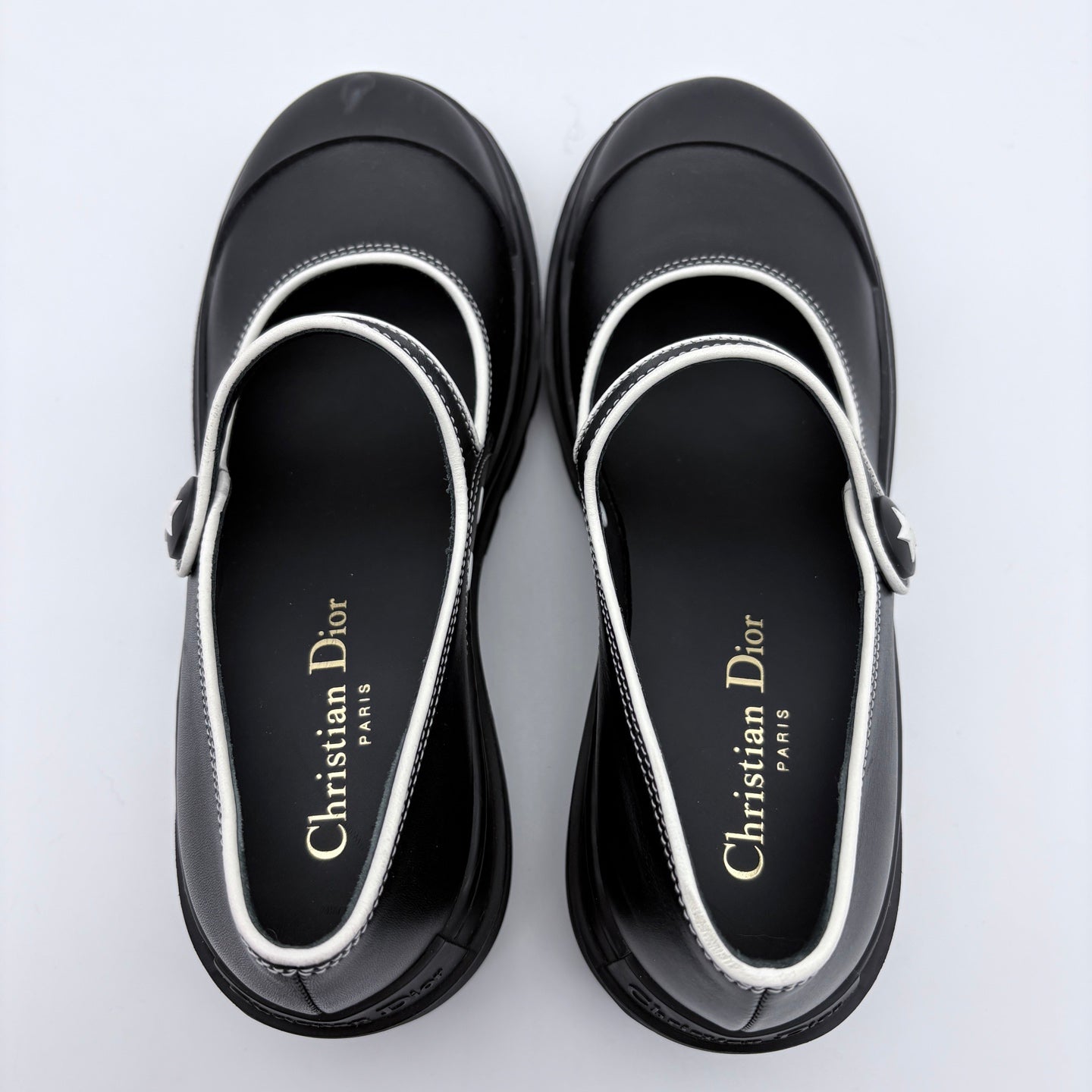 Dior 2022S Black & White Mary Jane Flats Shoes [Used]