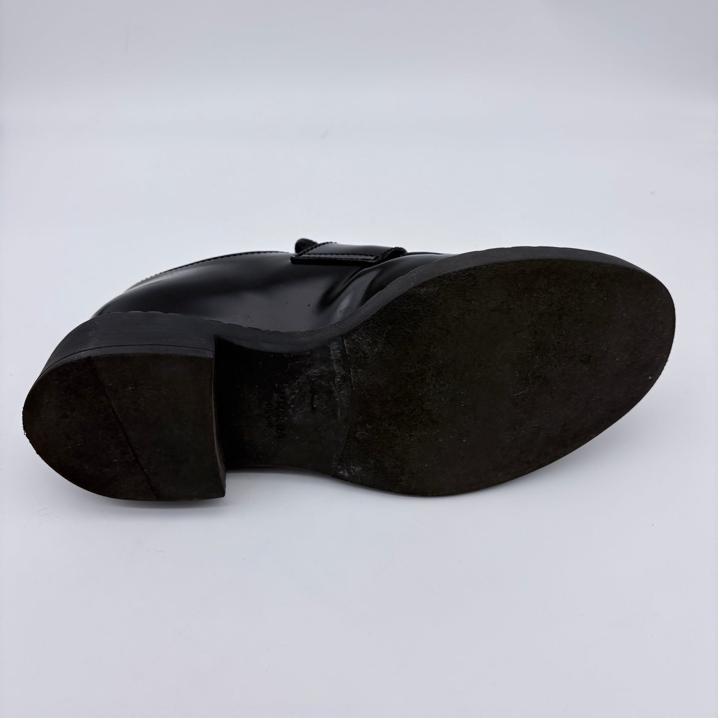 Prada Black Leather Triangle Logo Loafer