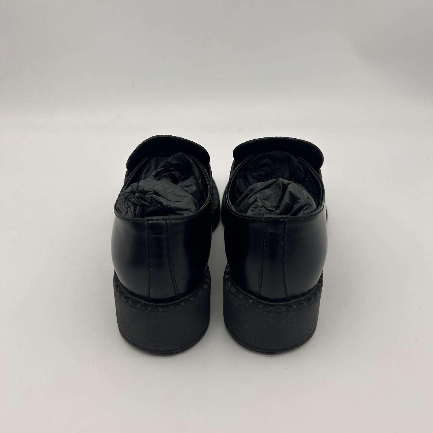 Prada Black Leather Triangle Logo Loafer