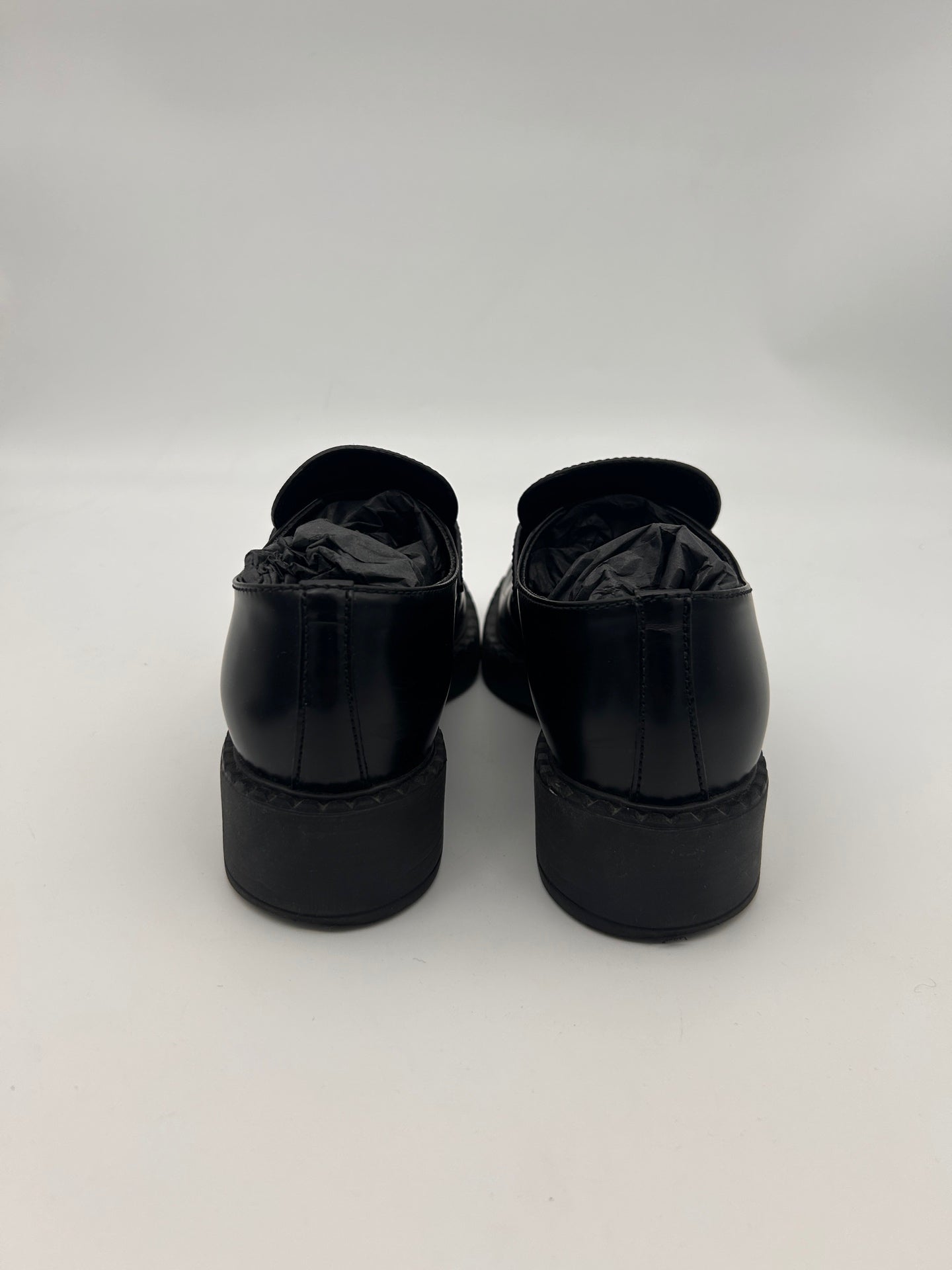 Prada Black Leather Triangle Logo Loafer