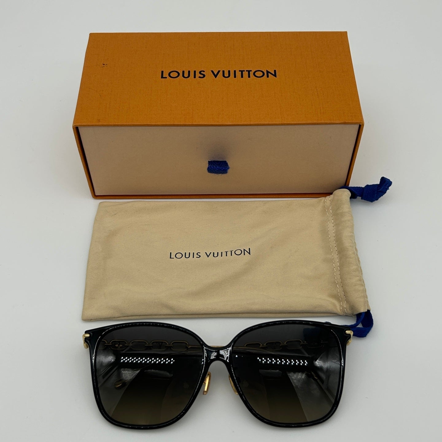 Louis Vuitton Z1911U Black & Gold Oversized Sunglasses [Used]