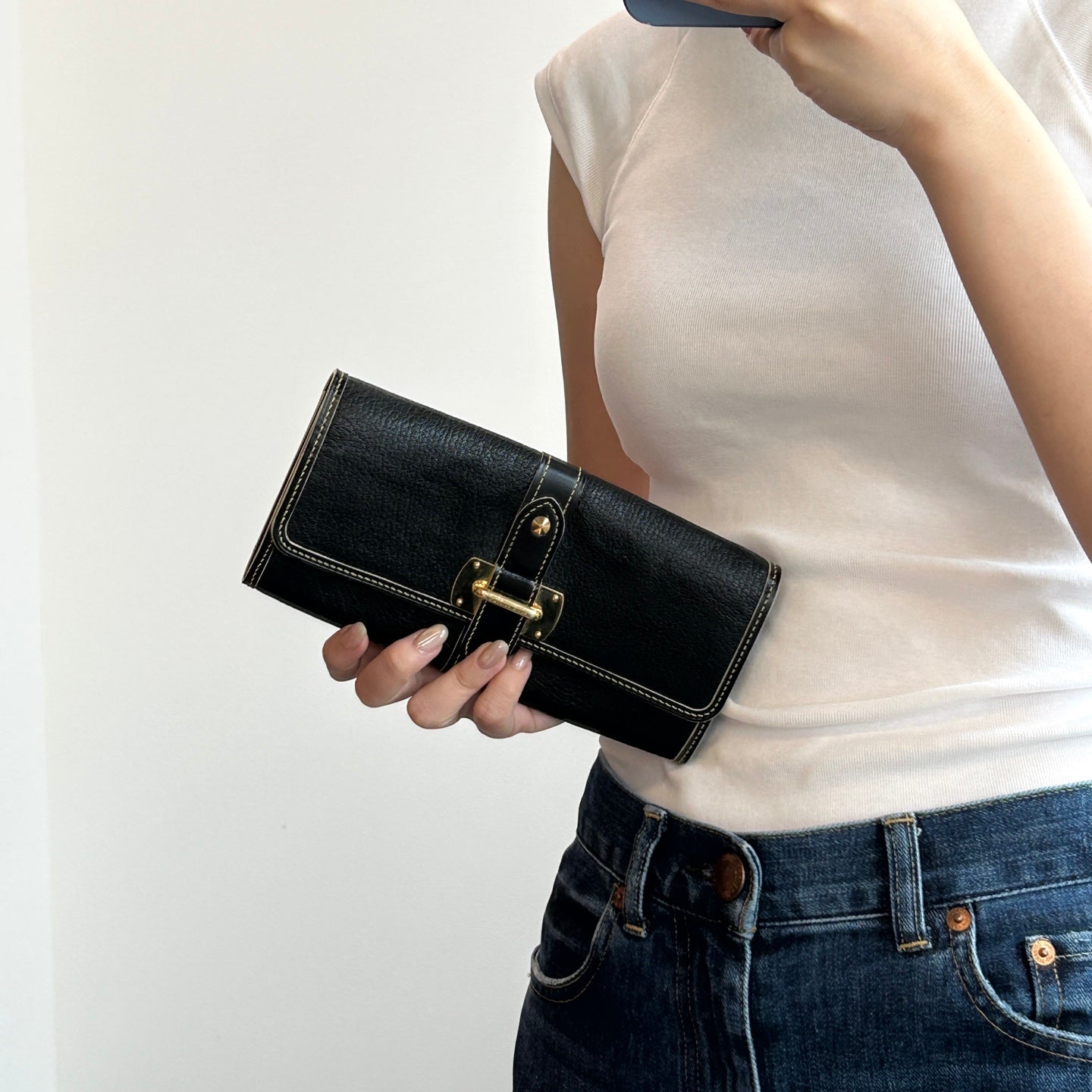 Louis Vuitton Black & Gold Le Favori Suhali Leather Wallet [Used]