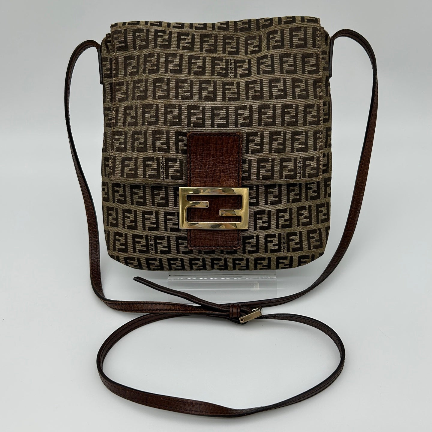 Fendi Brown Monogram Square Flap Crossbody Bag [Used]