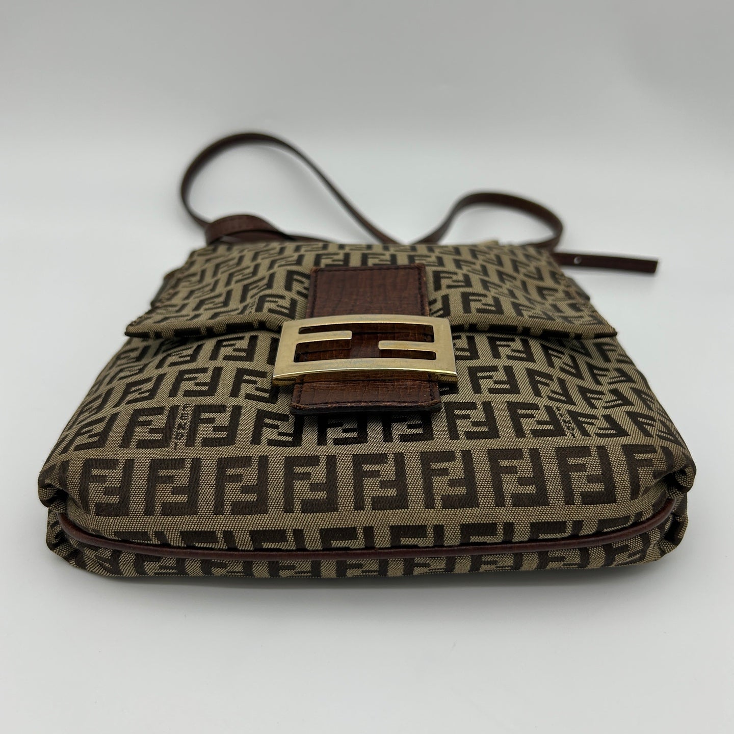 Fendi Brown Monogram Square Flap Crossbody Bag [Used]
