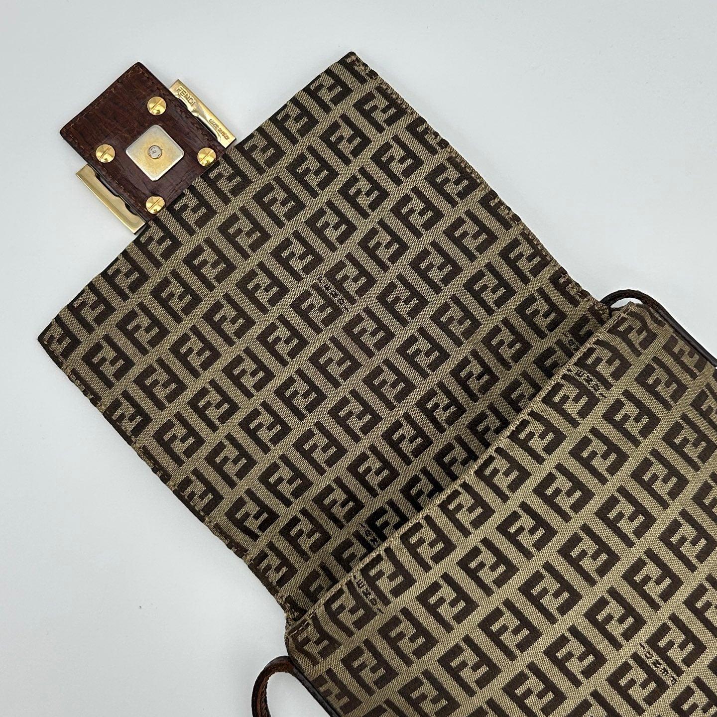 Fendi Brown Monogram Square Flap Crossbody Bag [Used]