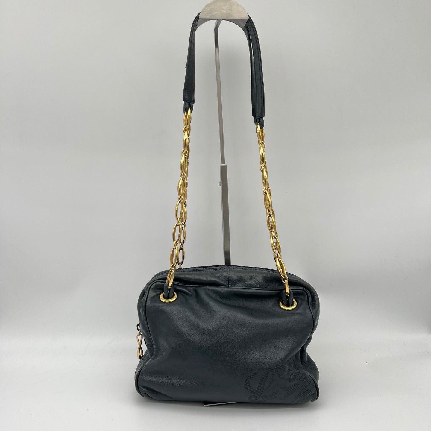 Loewe Black-Green Soft Lambskin Chain Square Bag [Used]