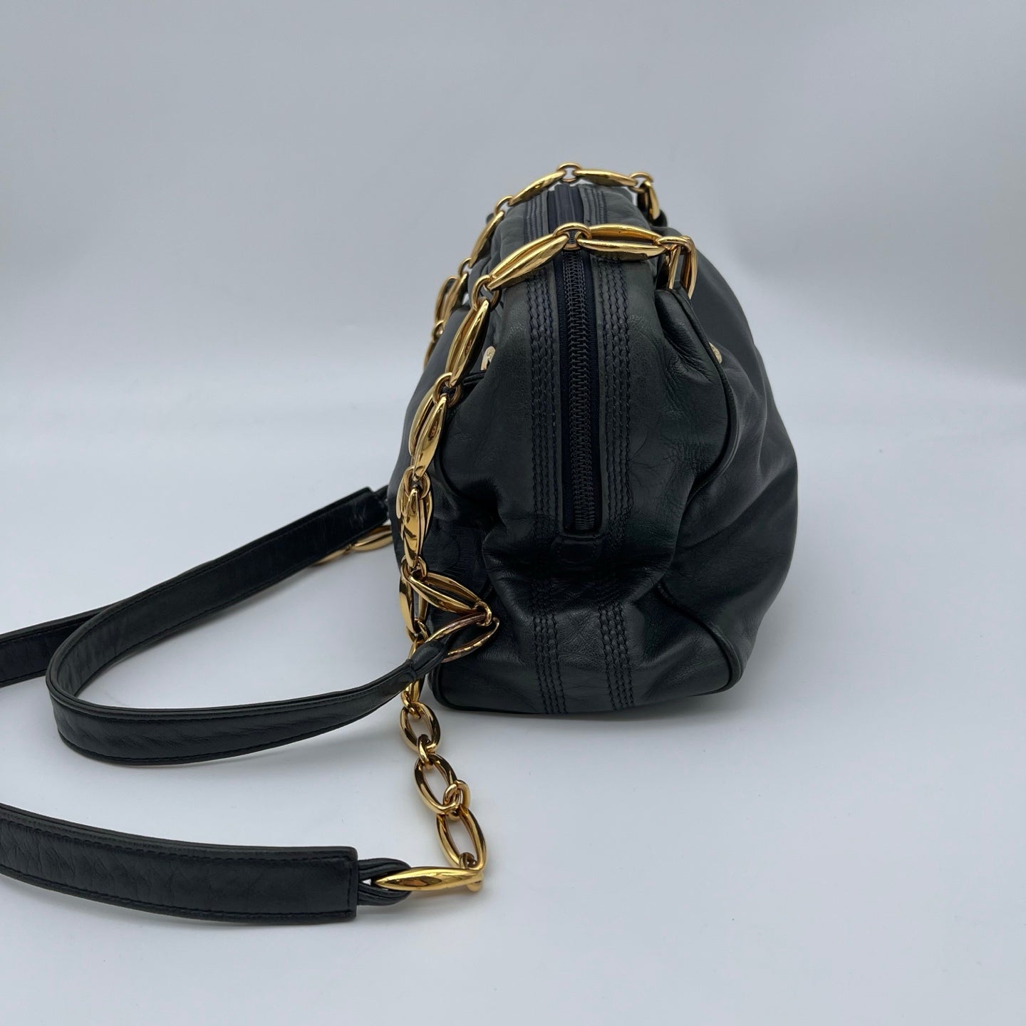 Loewe Black-Green Soft Lambskin Chain Square Bag [Used]