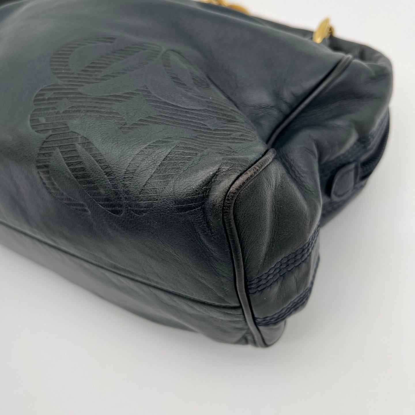 Loewe Black-Green Soft Lambskin Chain Square Bag [Used]