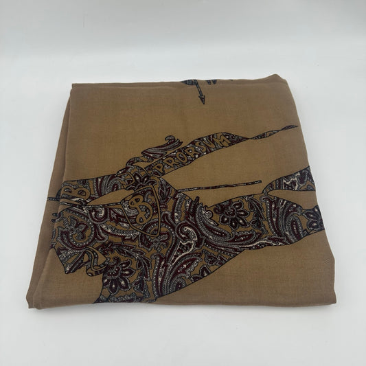 Burberrys Brown Equestrian Print Oversized Wool Shawl Scarf [Used]
