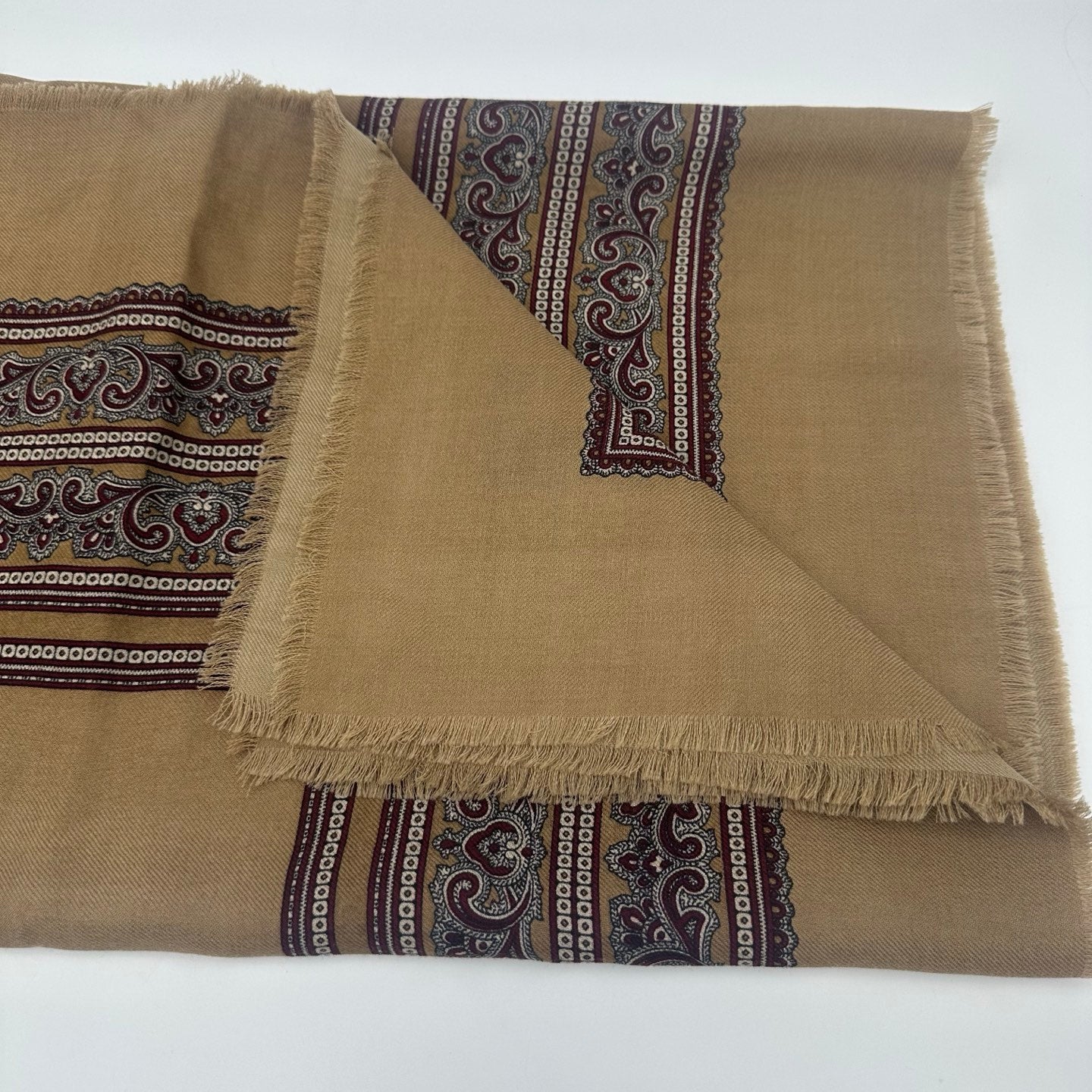 Burberrys Brown Equestrian Print Oversized Wool Shawl Scarf [Used]