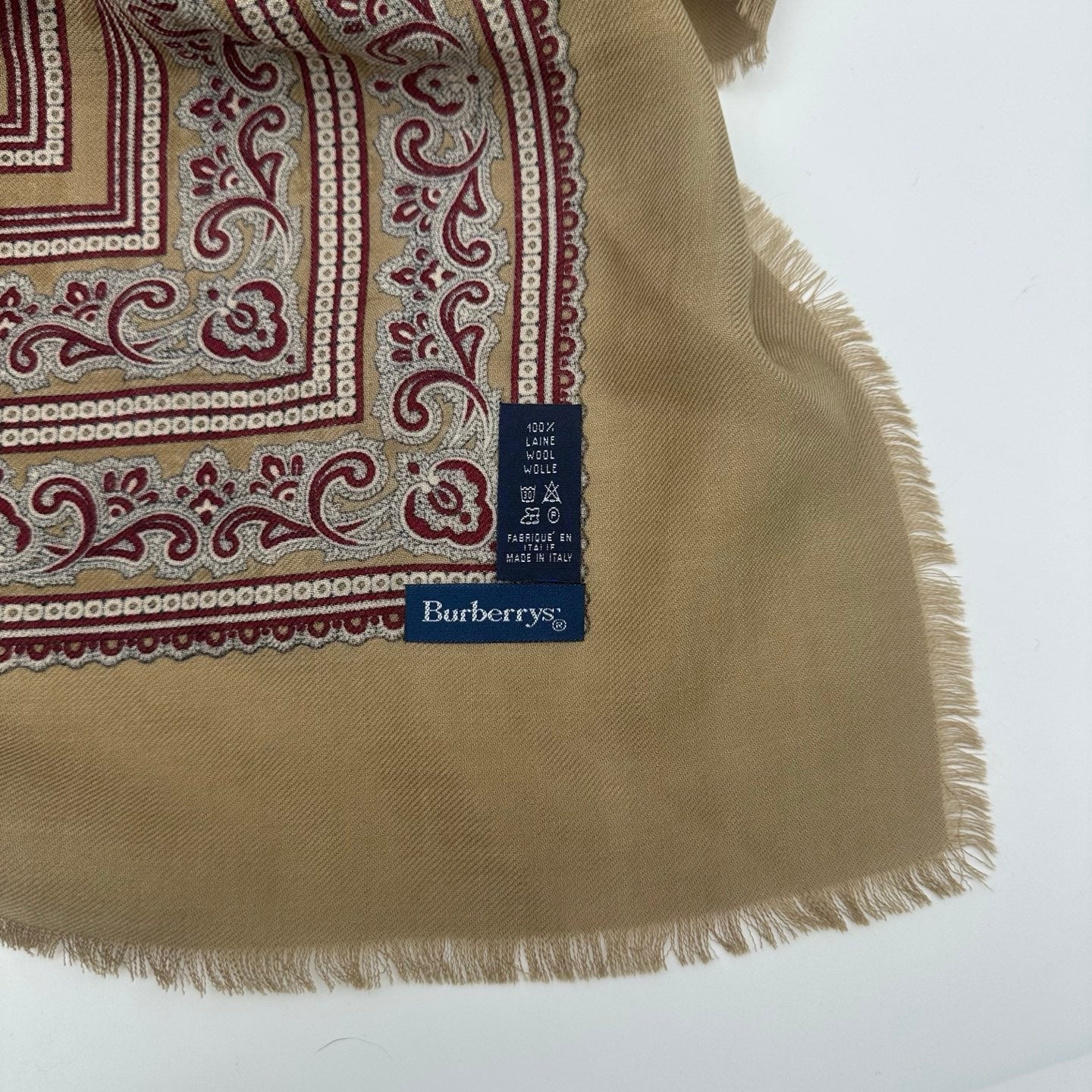 Burberrys Brown Equestrian Print Oversized Wool Shawl Scarf [Used]