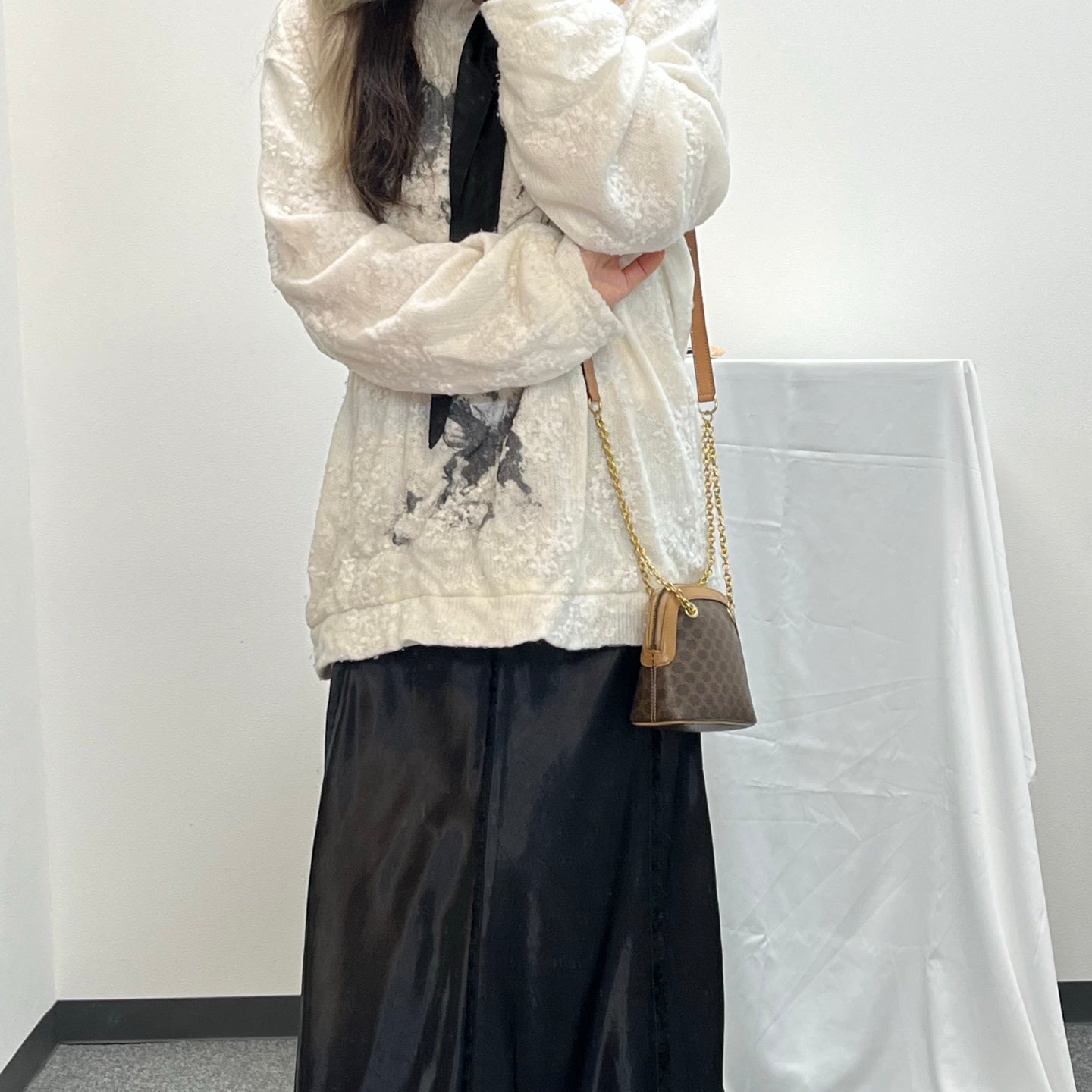 Celine Authentic Macadam Brown Leather Chain Mini Shell Bag