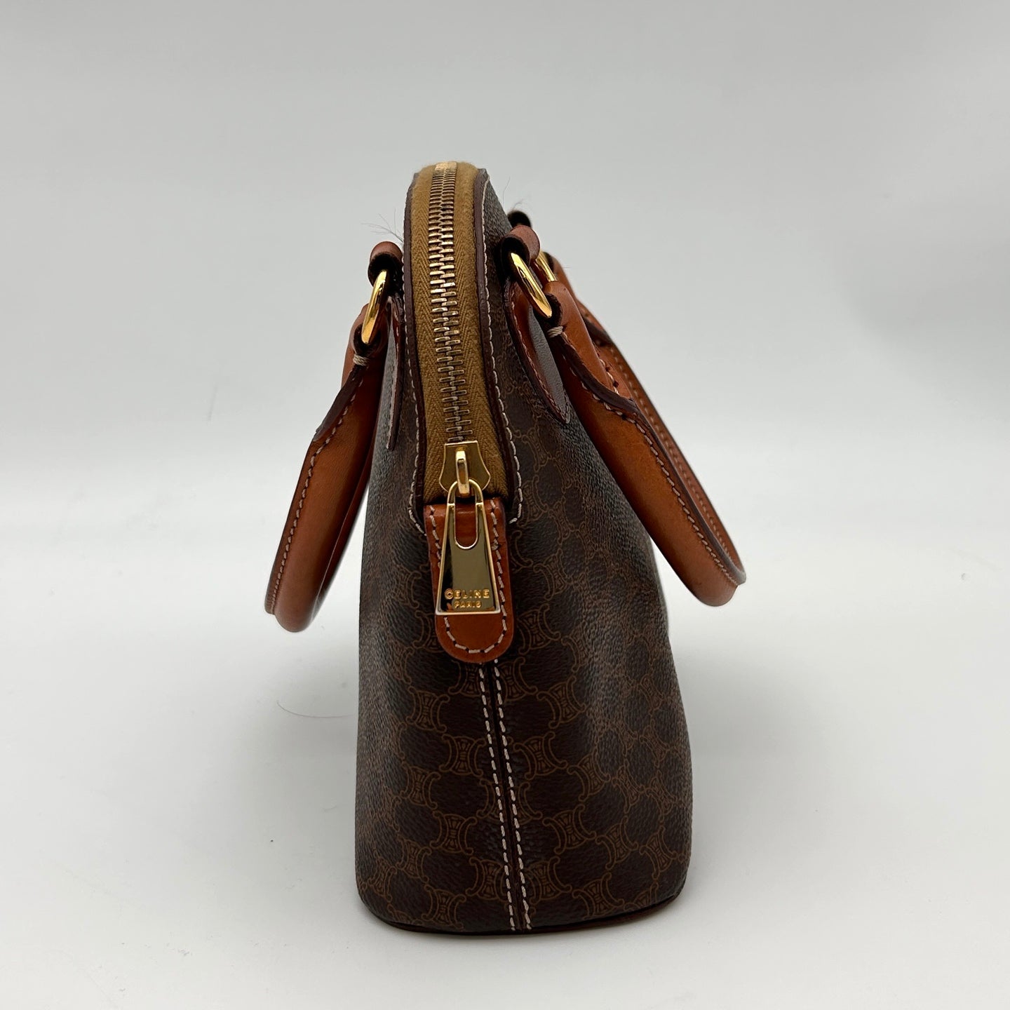 Celine Small Brown Macadam Shell Handbag [Used]