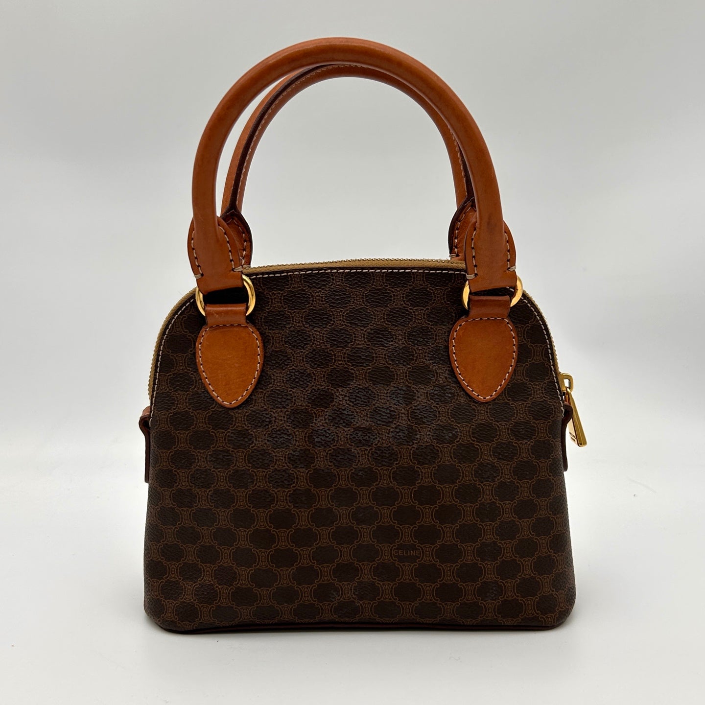 Celine Small Brown Macadam Shell Handbag [Used]