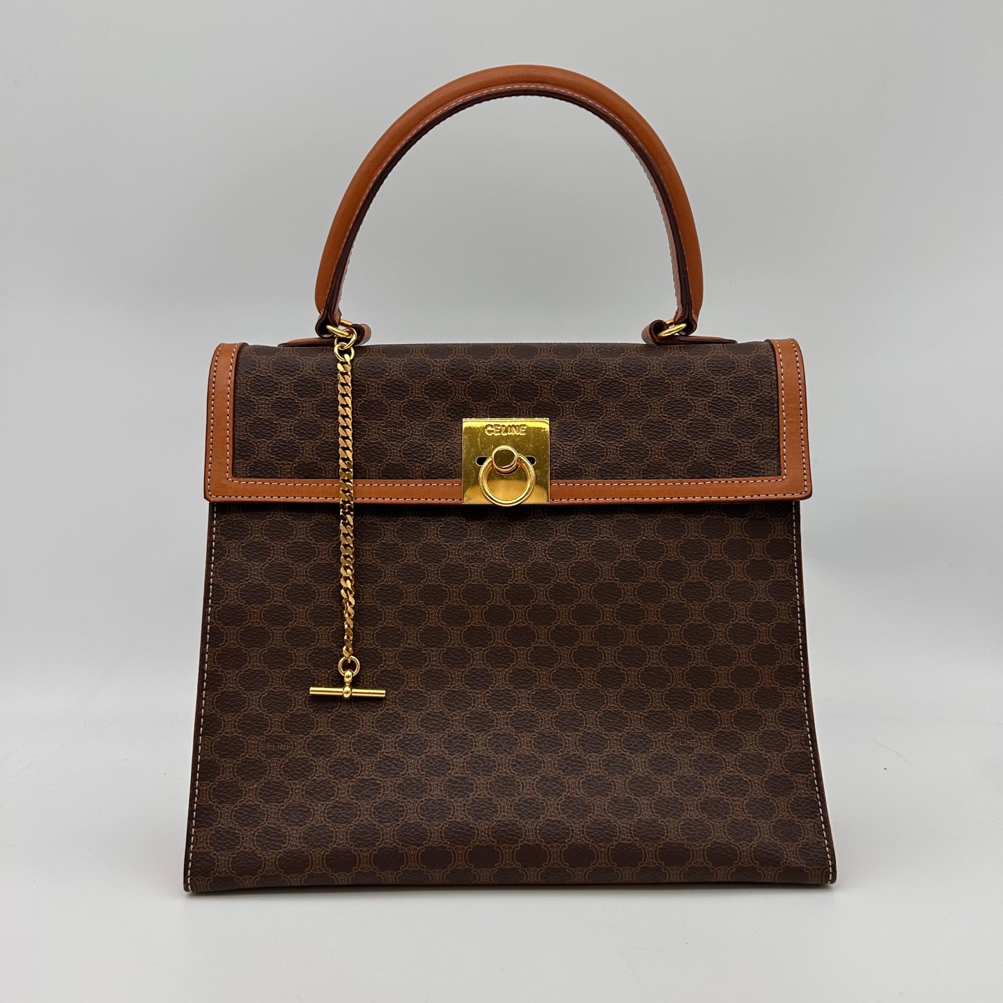 Celine Brown Macadam Pocket Watch Chain Kelly Handbag [Used]